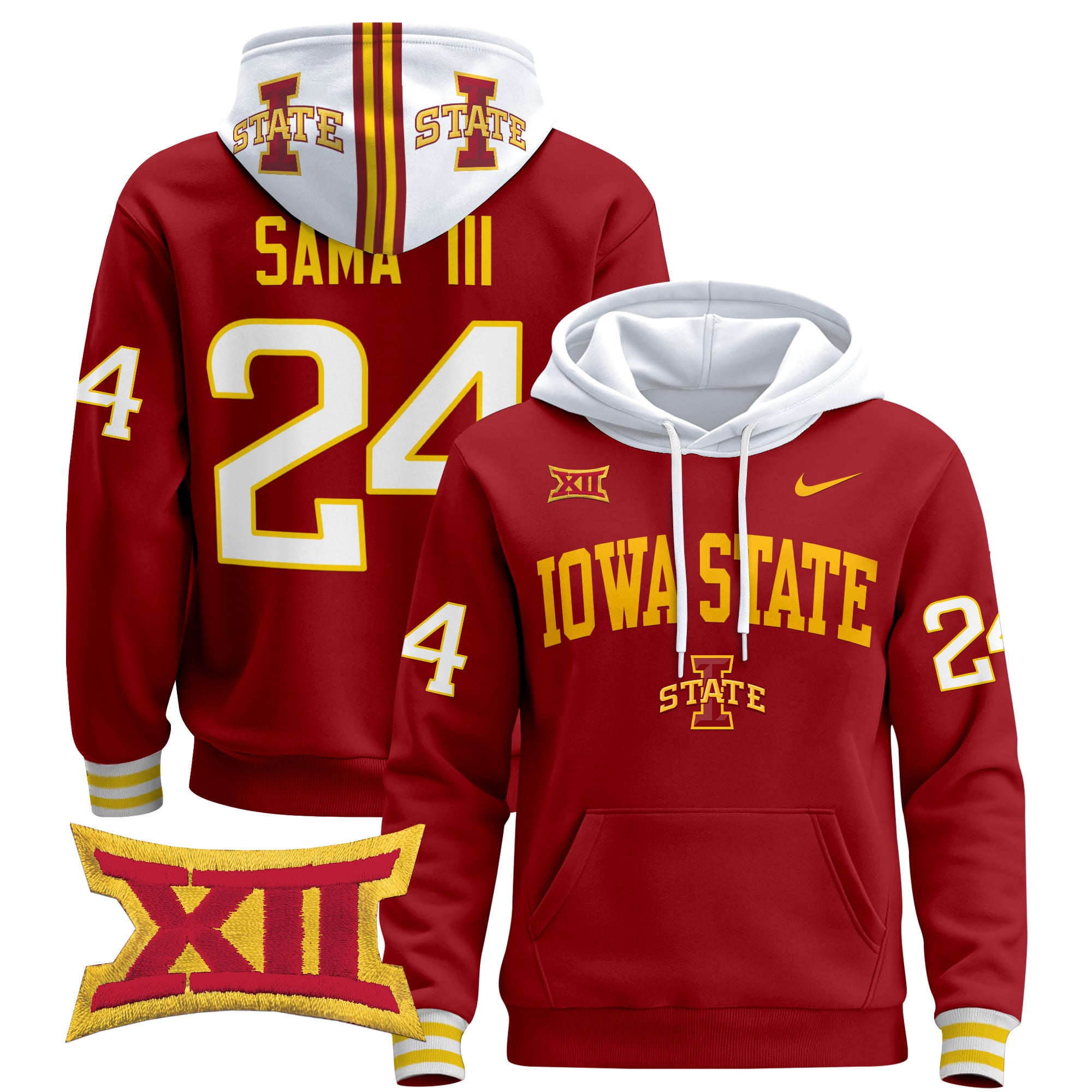 Alternative view of Nike Iowa State Cyclones #3 Red Hoodie