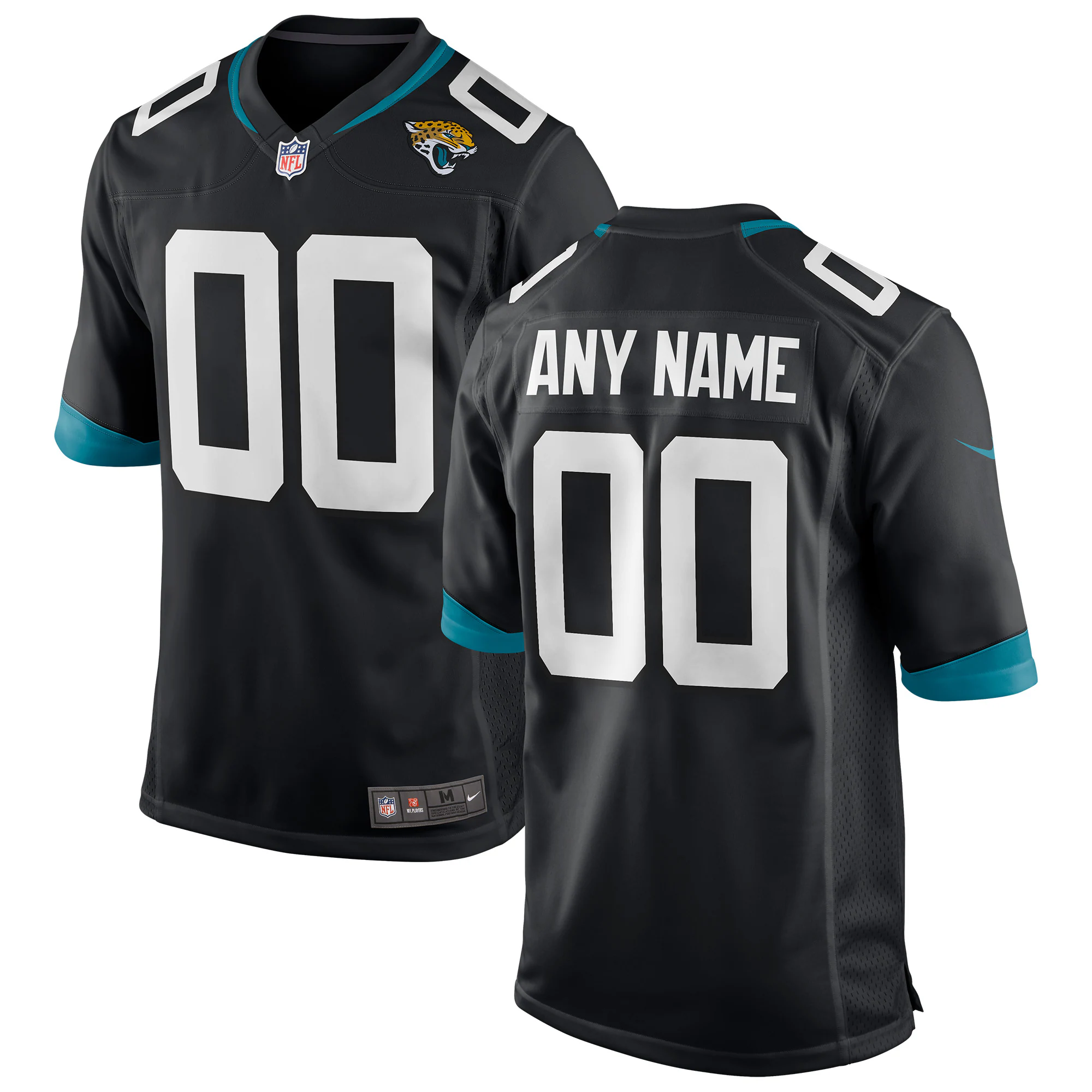Alternative view of Nike Jaguars Black Teal Custom Jersey - Personalized NFL Gear
