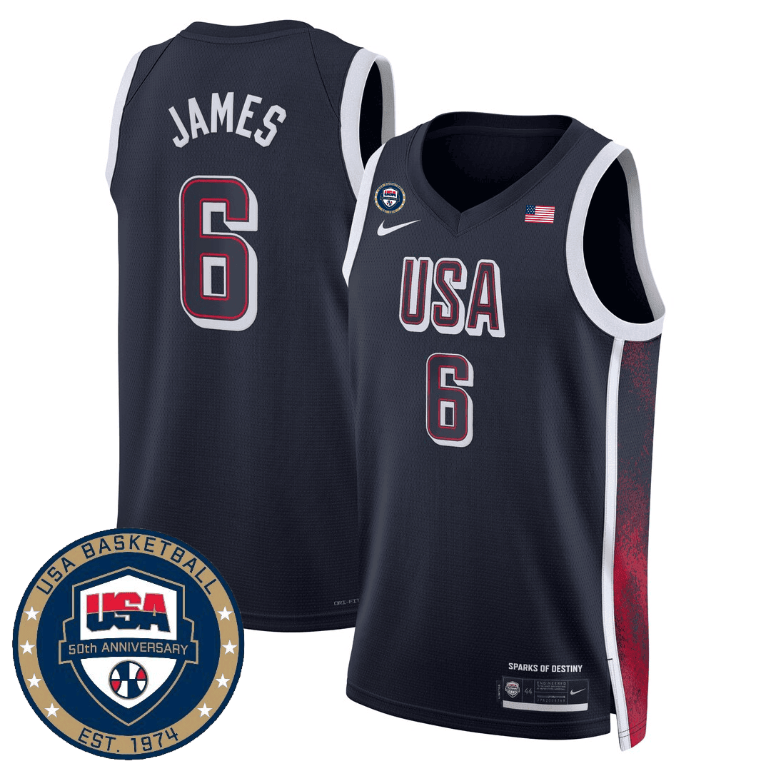 Alternative view of Nike James USA Jersey - Nike James USA Basketball Jersey - Navy Sparks