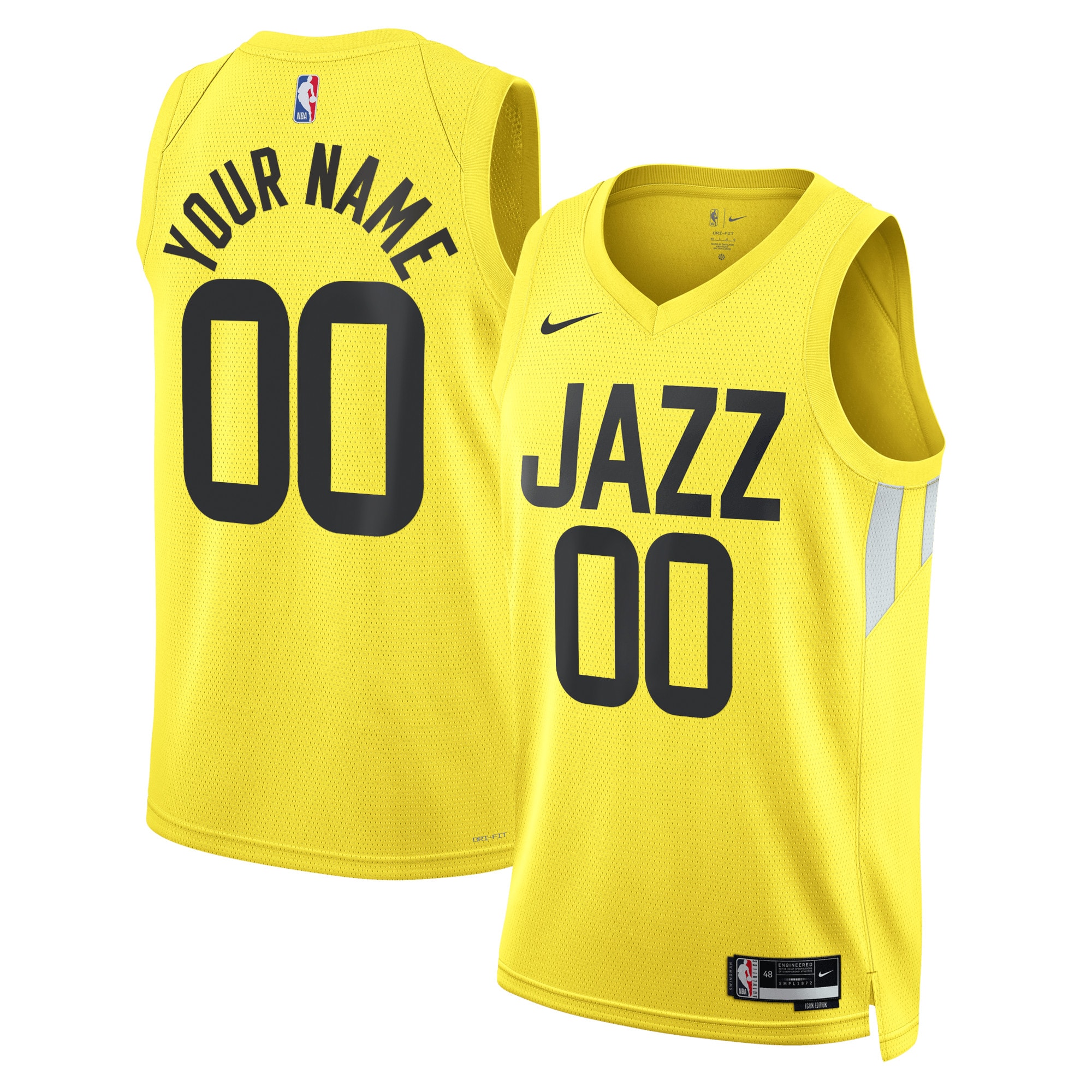 nike Jazz Yellow Custom Jersey - Nike Jazz Yellow Icon Jersey - Custom