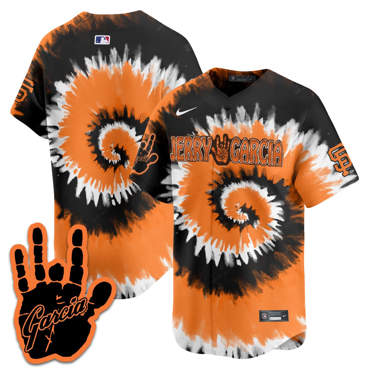 Alternative view of Nike Jerry Garcia Giants Tie-Dye Jersey - Orange & Black