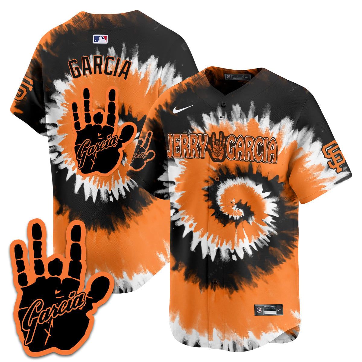 Nike Jerry Garcia Giants Tie-Dye Jersey - Orange & Black