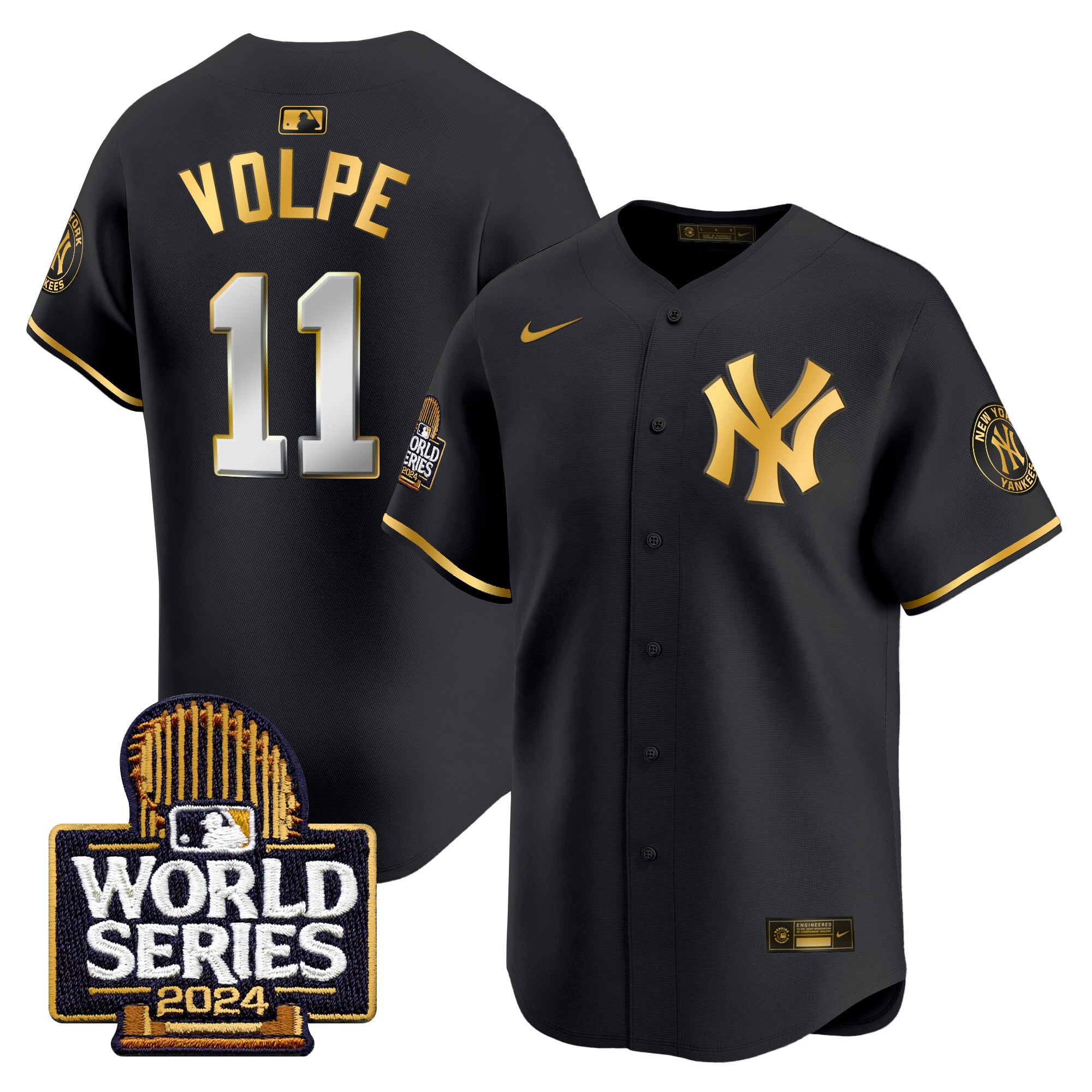 Alternative view of Nike Judge Yankees Black Gold Jersey - 2024 World Series