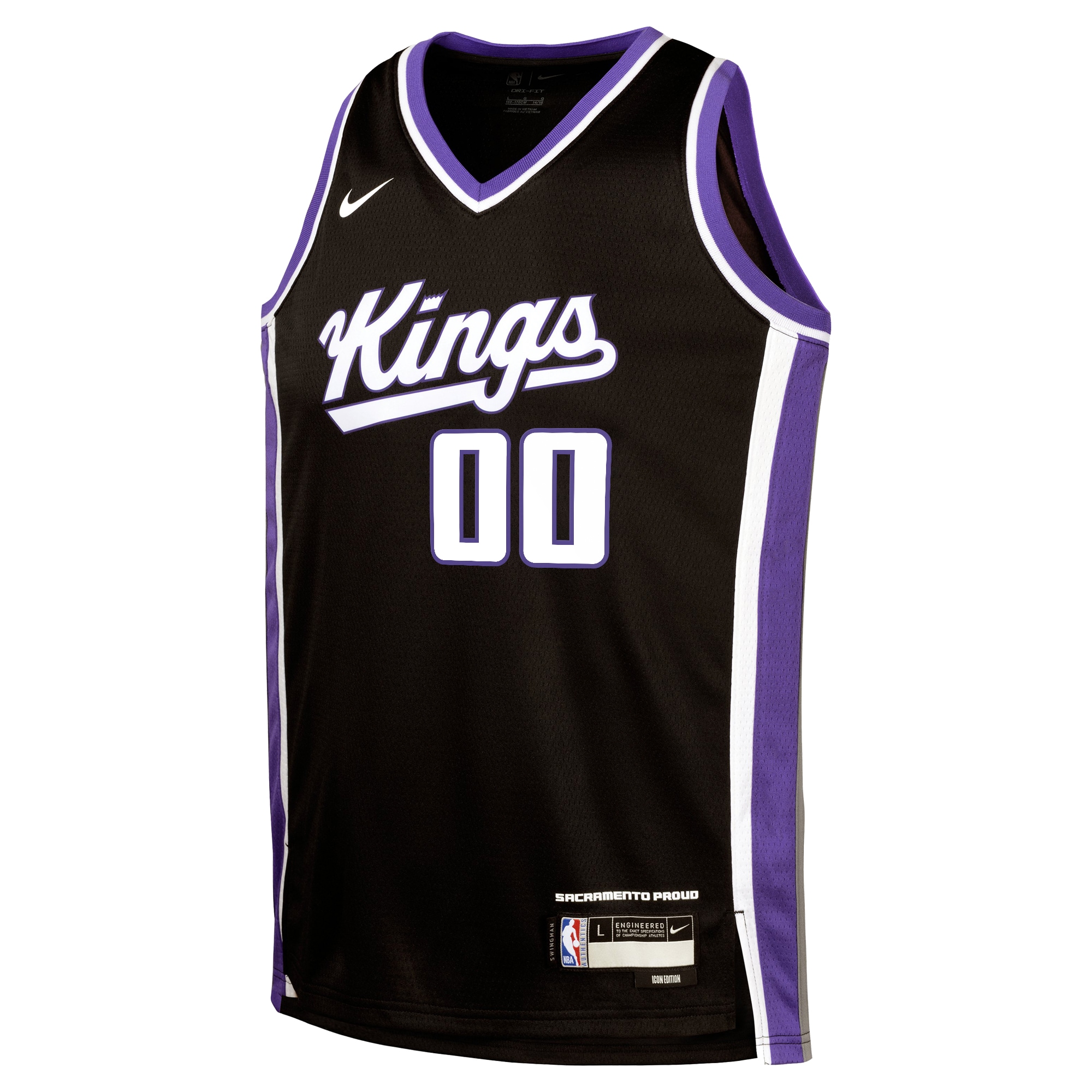 Alternative view of nike Kings Black Custom Jersey - Nike Kings Black Jersey - Custom Icon