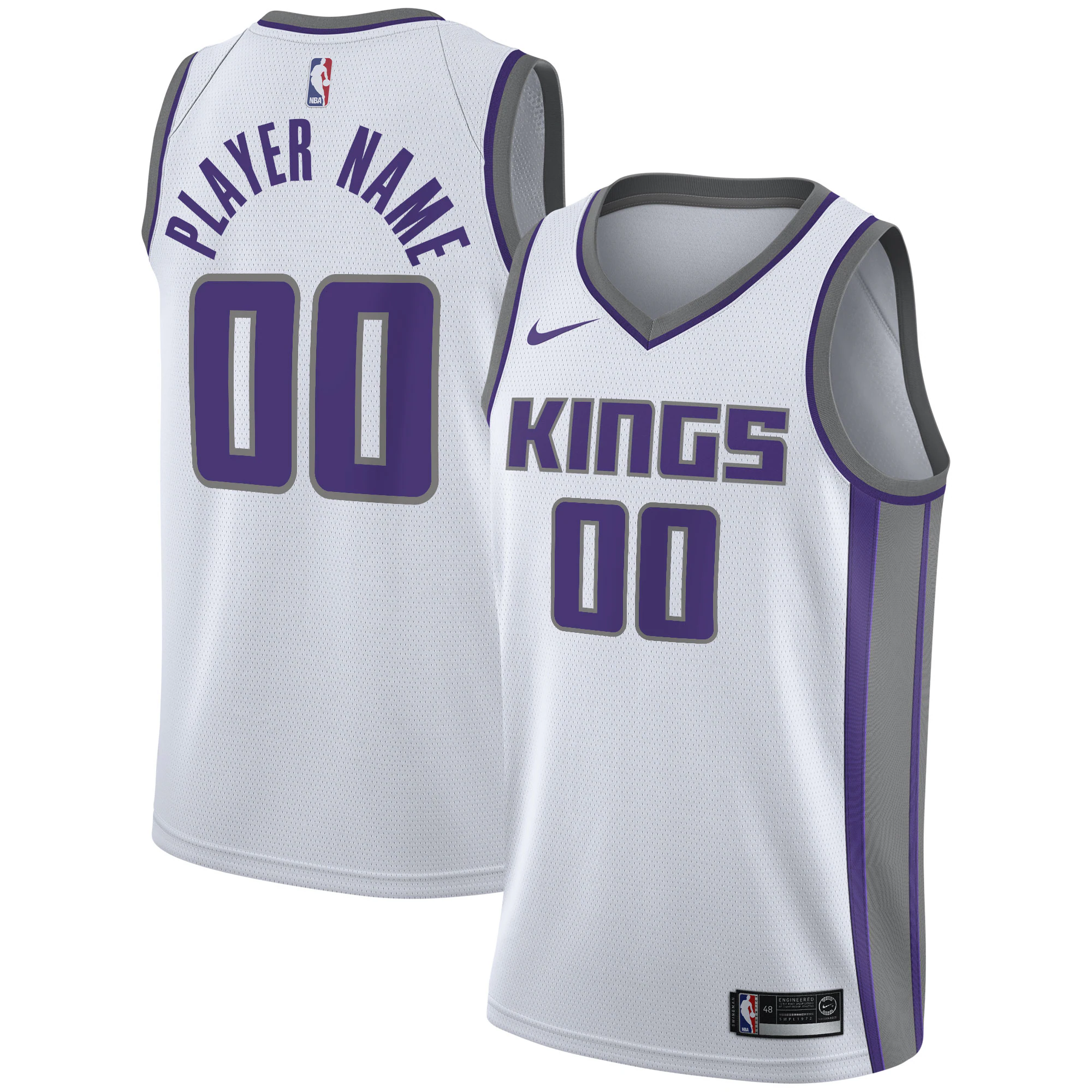 Alternative view of nike Kings White Jersey Custom - Nike Kings White Jersey - Custom