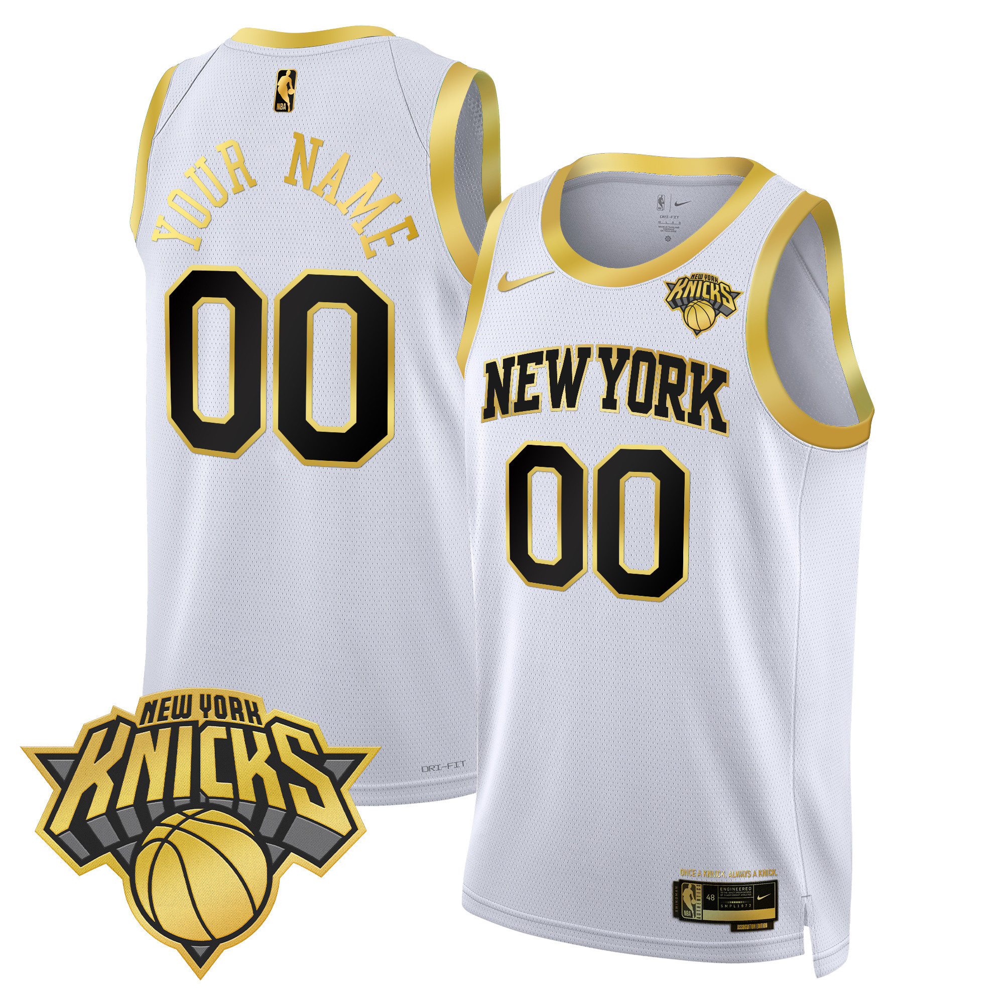 Nike Knicks Gold Trim Jersey - Nike Knicks White Gold Trim Jersey