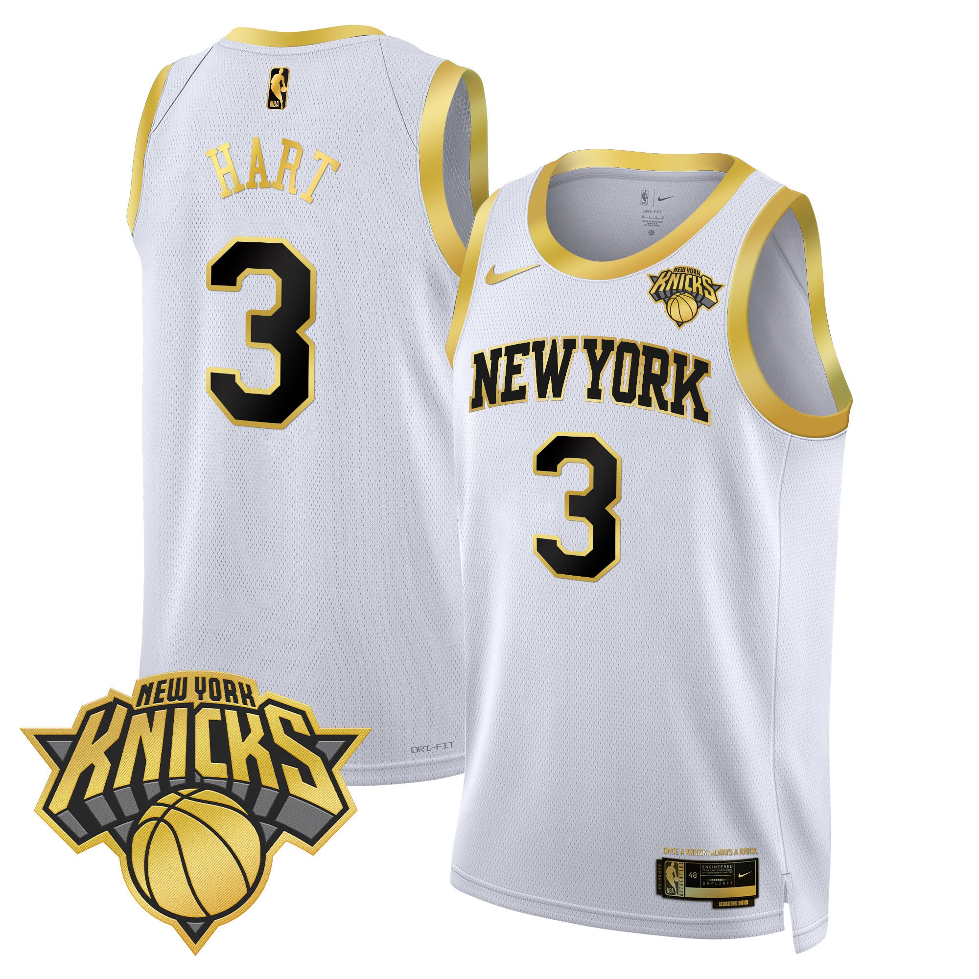 Nike Knicks Hart Jersey - Nike Knicks Hart #3 Jersey - White & Gold