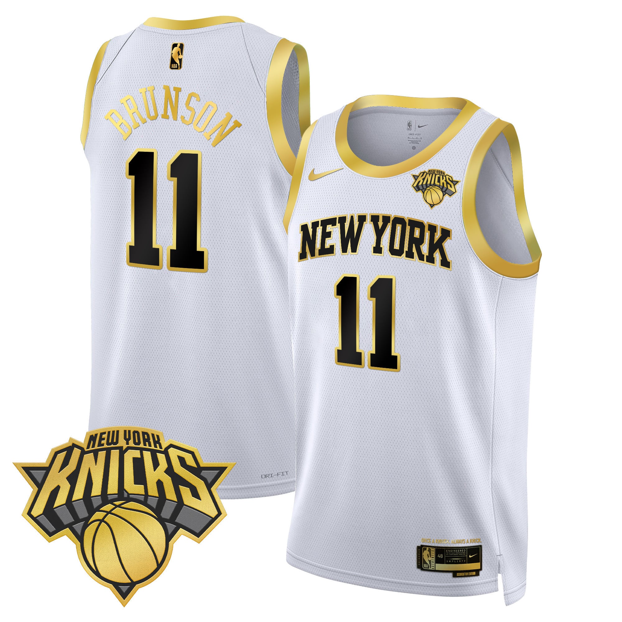 Alternative view of Nike Knicks Hart Jersey - Nike Knicks Hart #3 Jersey - White & Gold