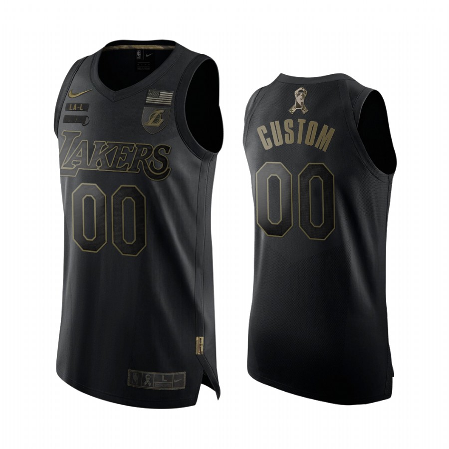 Nike Lakers Black Custom Jersey - Gold Trim