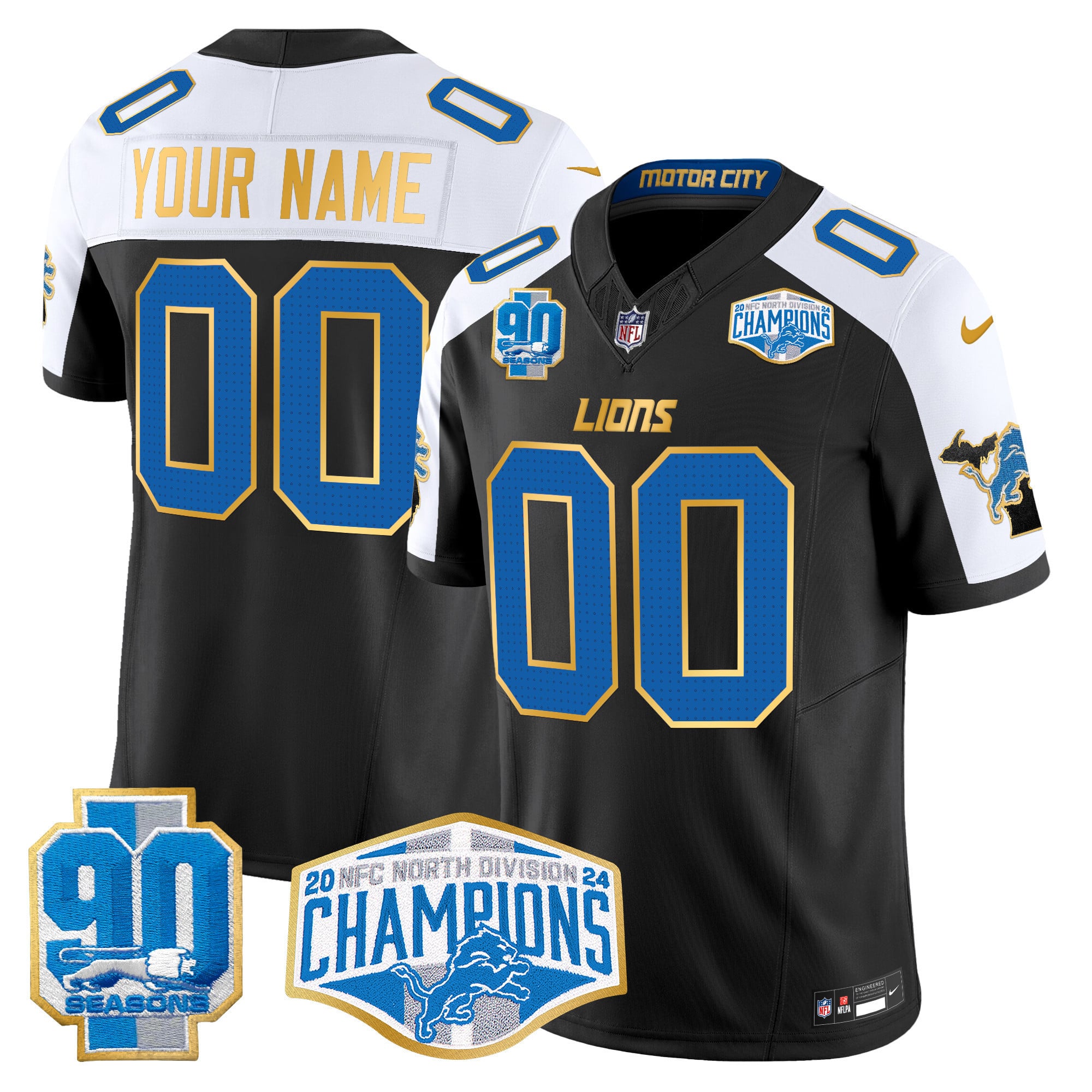 Nike Lions Black Jersey - Nike Lions Black Alternate Jersey - Custom