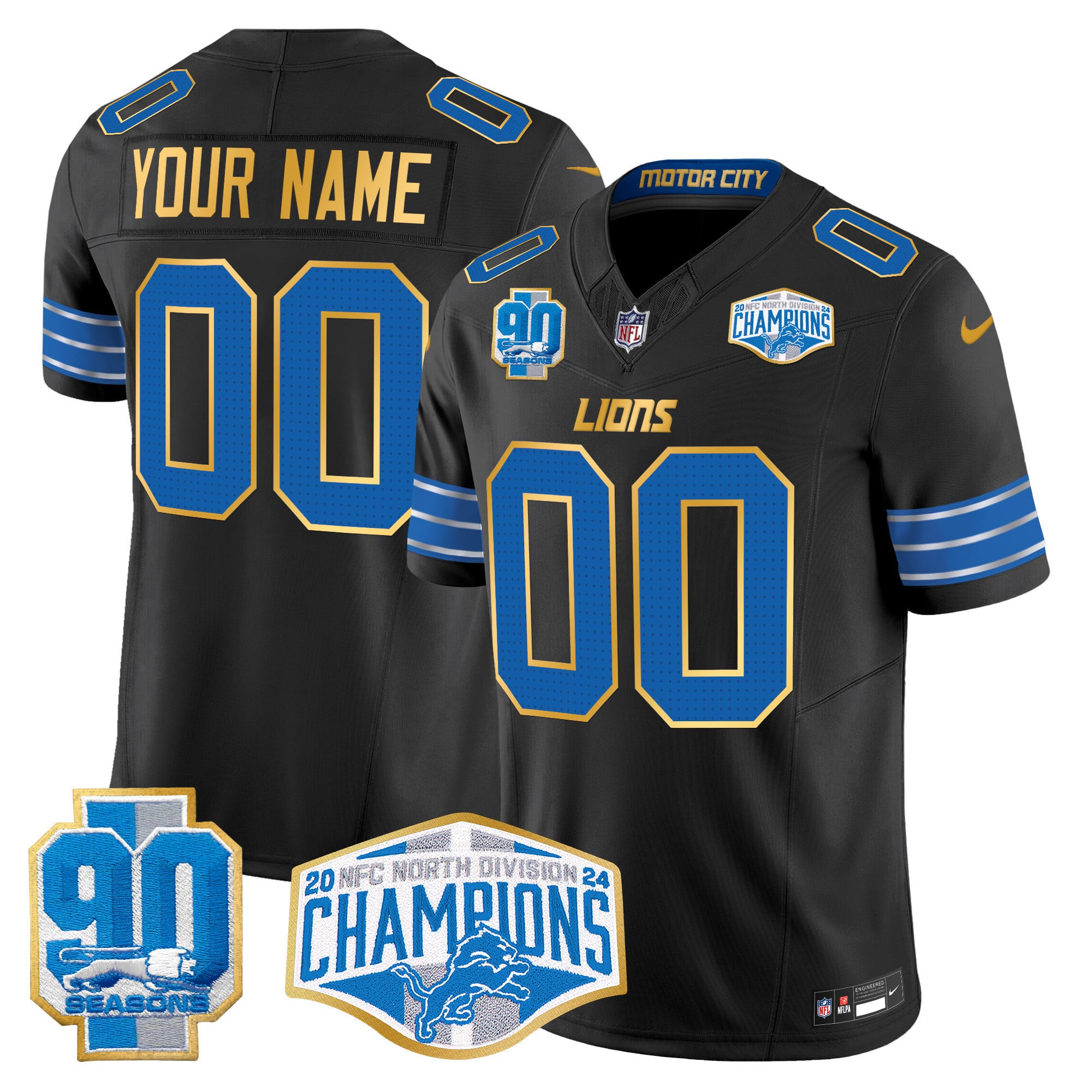 Alternative view of Nike Lions Black Jersey - Nike Lions Black Alternate Jersey - Custom