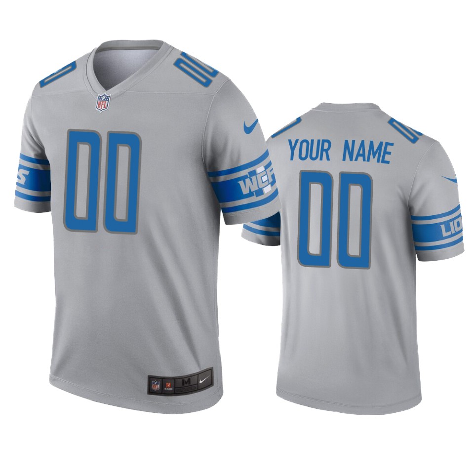 Nike Lions Grey Custom Jersey - Detroit Football