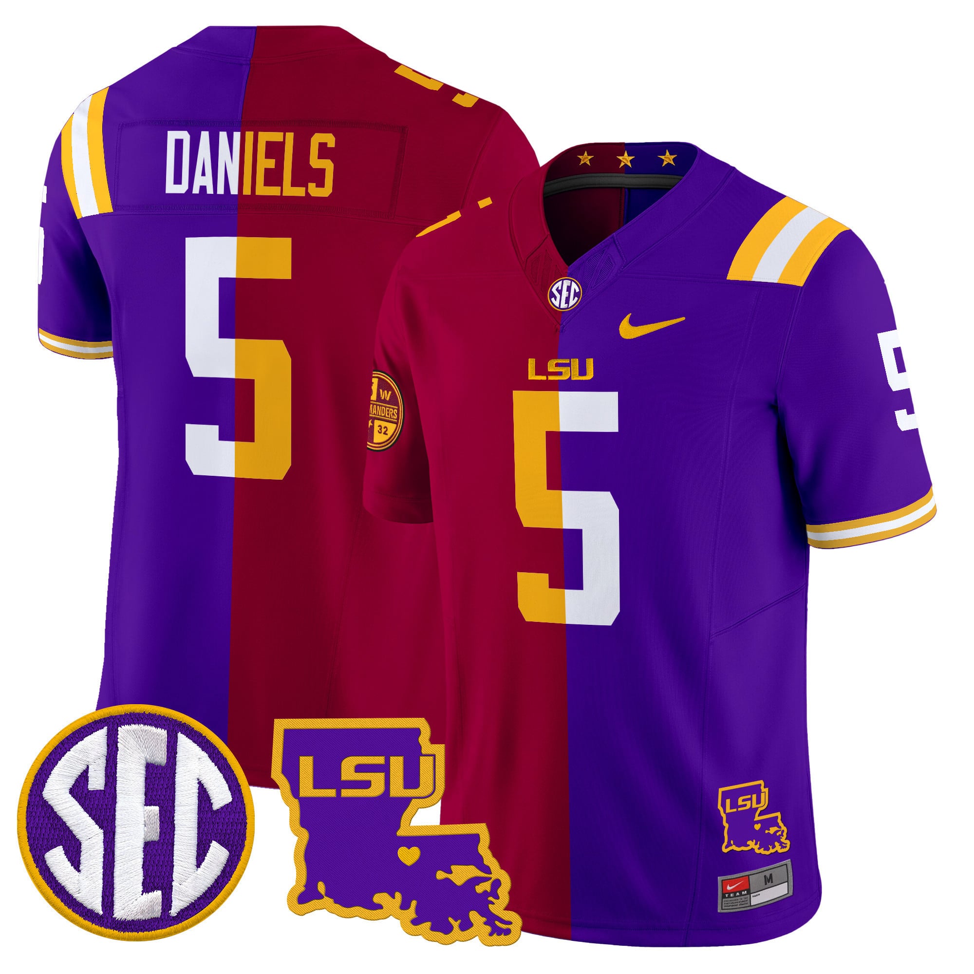 Alternative view of Nike LSU Jefferson #2 Jersey - Gold & Purple