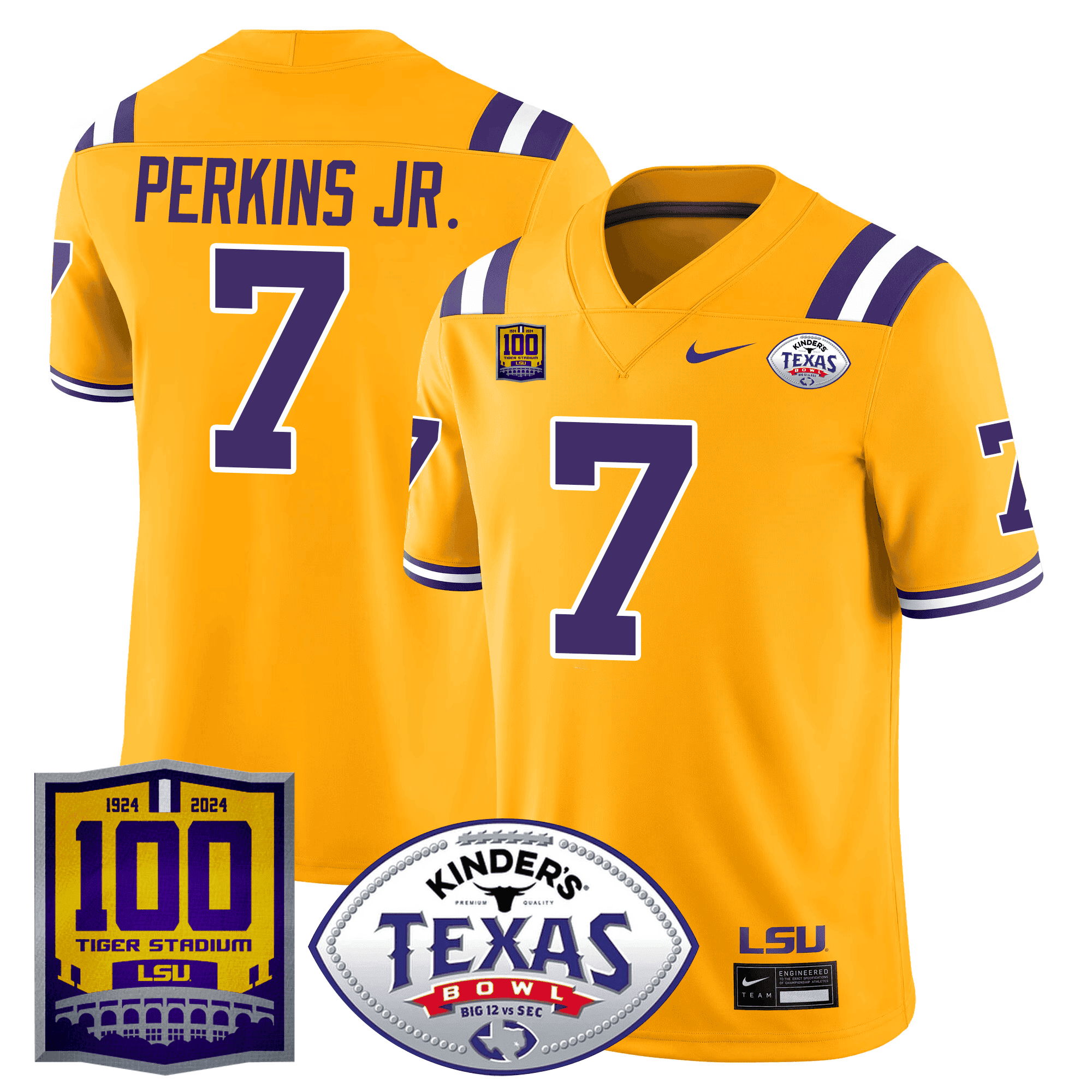 Alternative view of nike LSU Texas Bowl Jersey - Nike LSU Nussmeier #13 Gold Texas Bowl