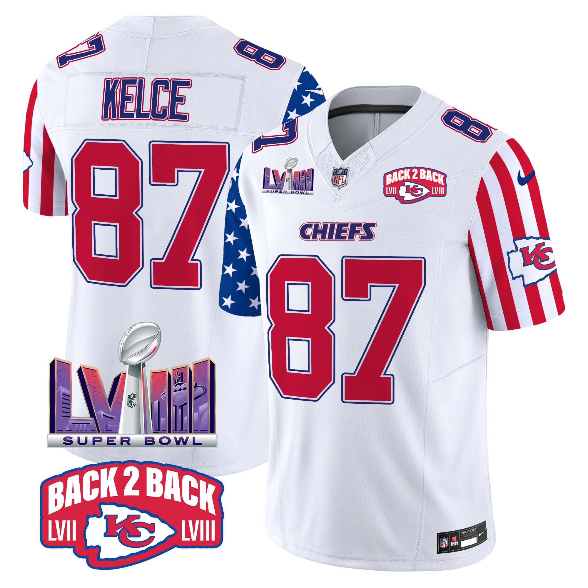 Alternative view of Nike Mahomes Chiefs Super Bowl Jersey - White Limited Ed.