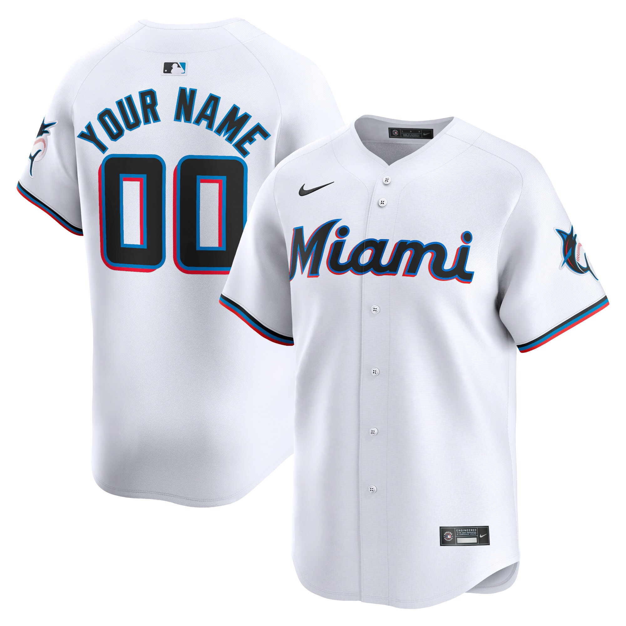 nike Marlins Custom White Jersey - Nike Miami Marlins Custom White