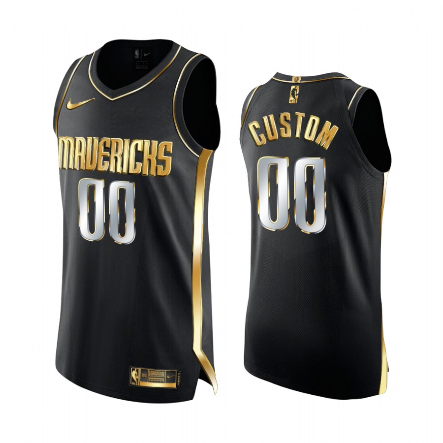 nike Mavericks Black Gold Jersey - Nike Mavericks Black Custom Jersey