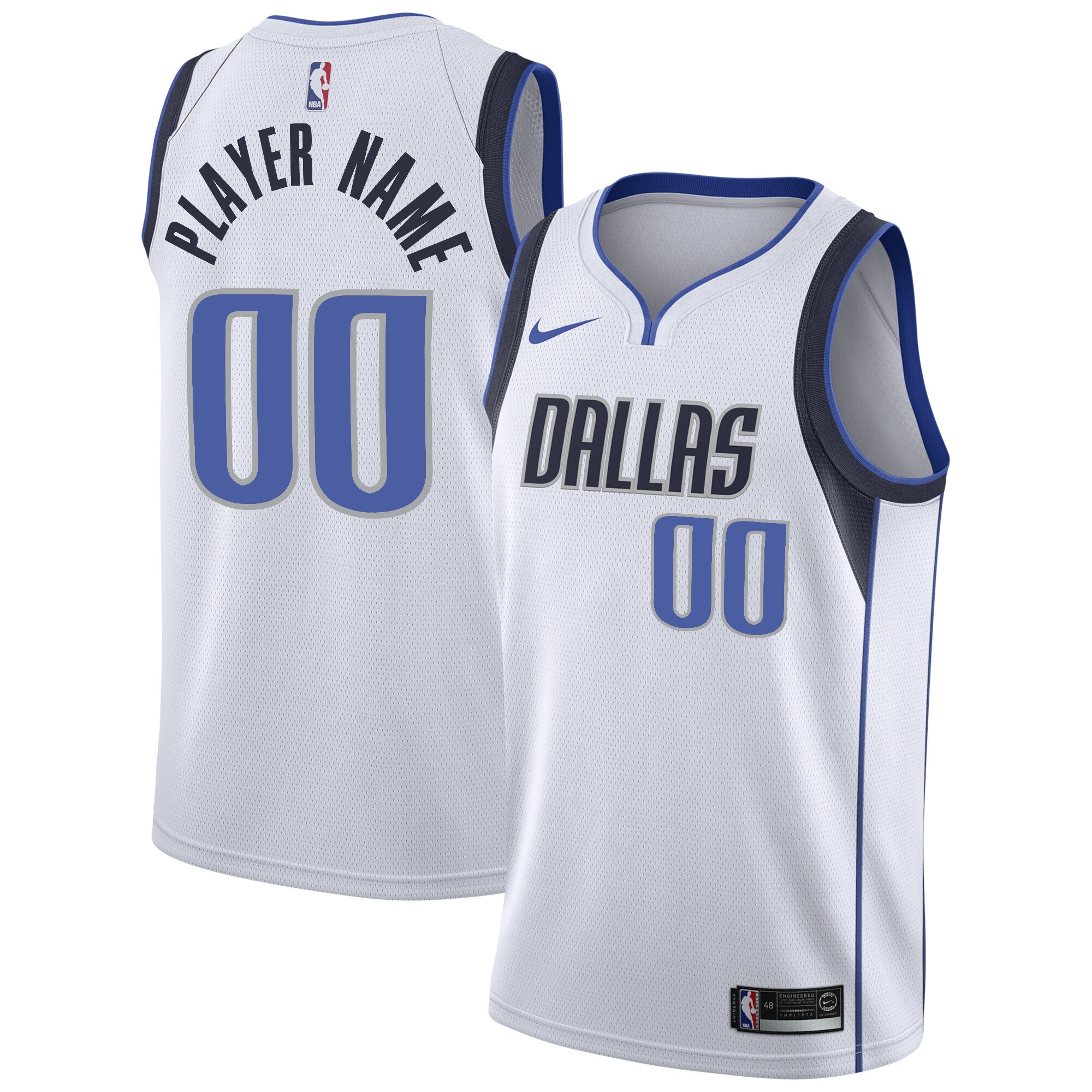 Nike Mavericks White Jersey - Association Edition - Custom