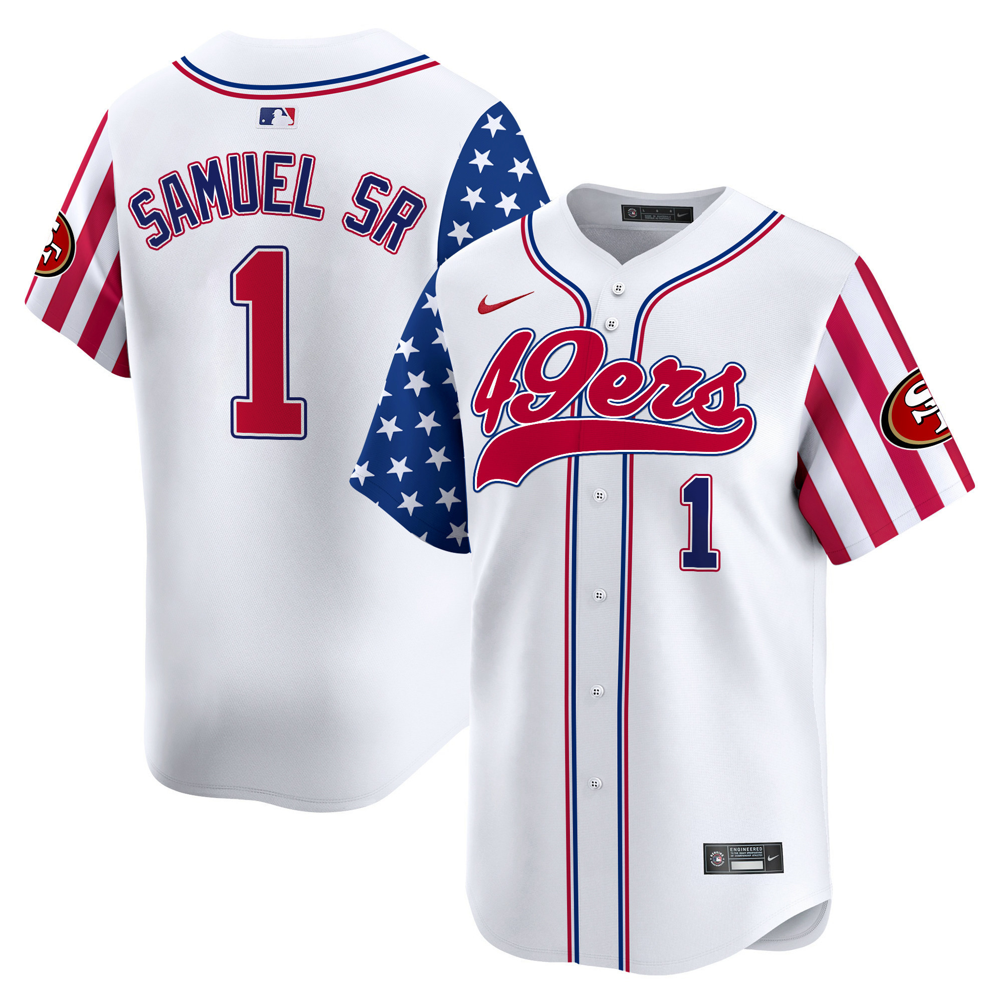 Alternative view of nike McCaffrey 49ers Americana Jersey - Nike McCaffrey 49ers Jersey