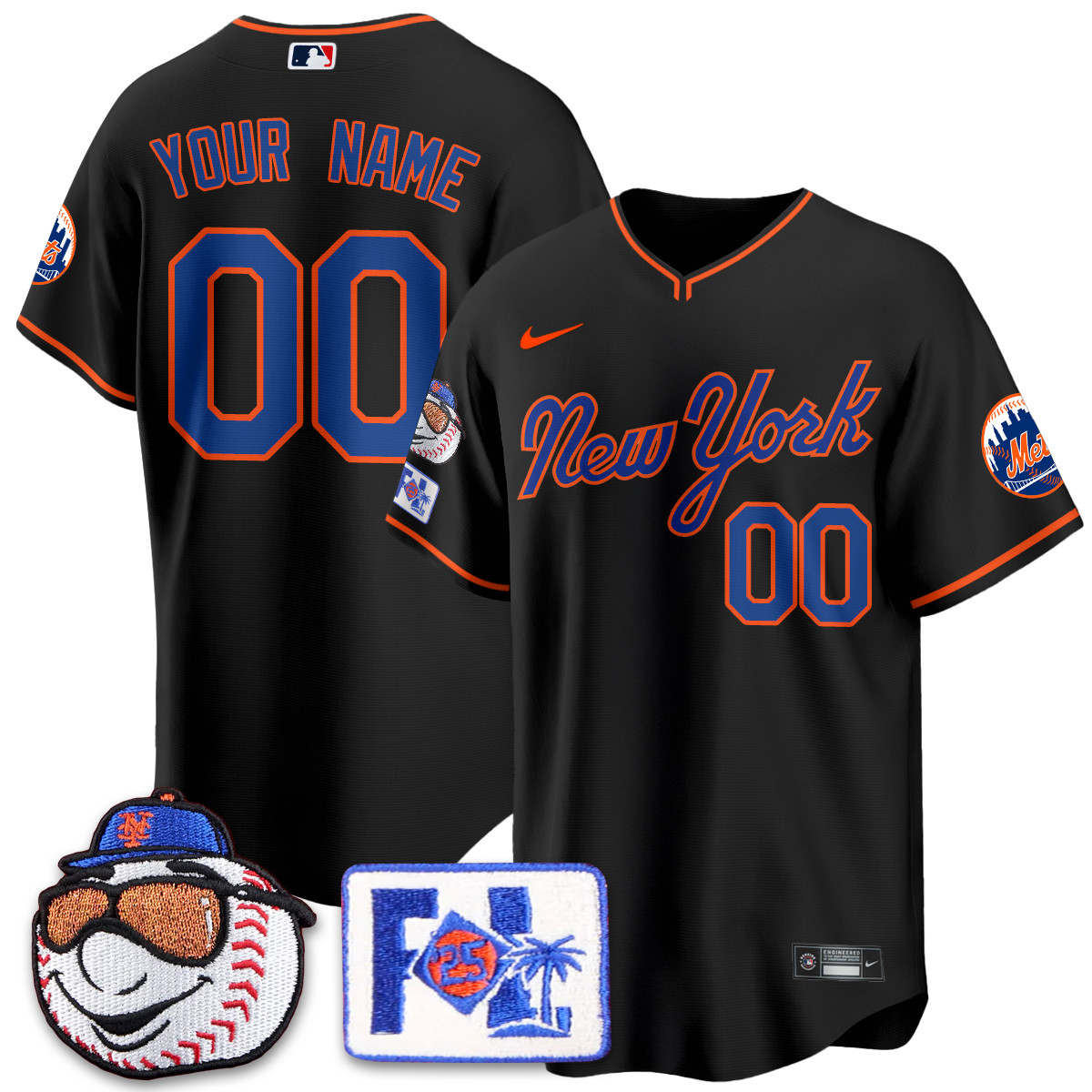 Nike Mets Black Alternate Jersey - Customizable Name & Number