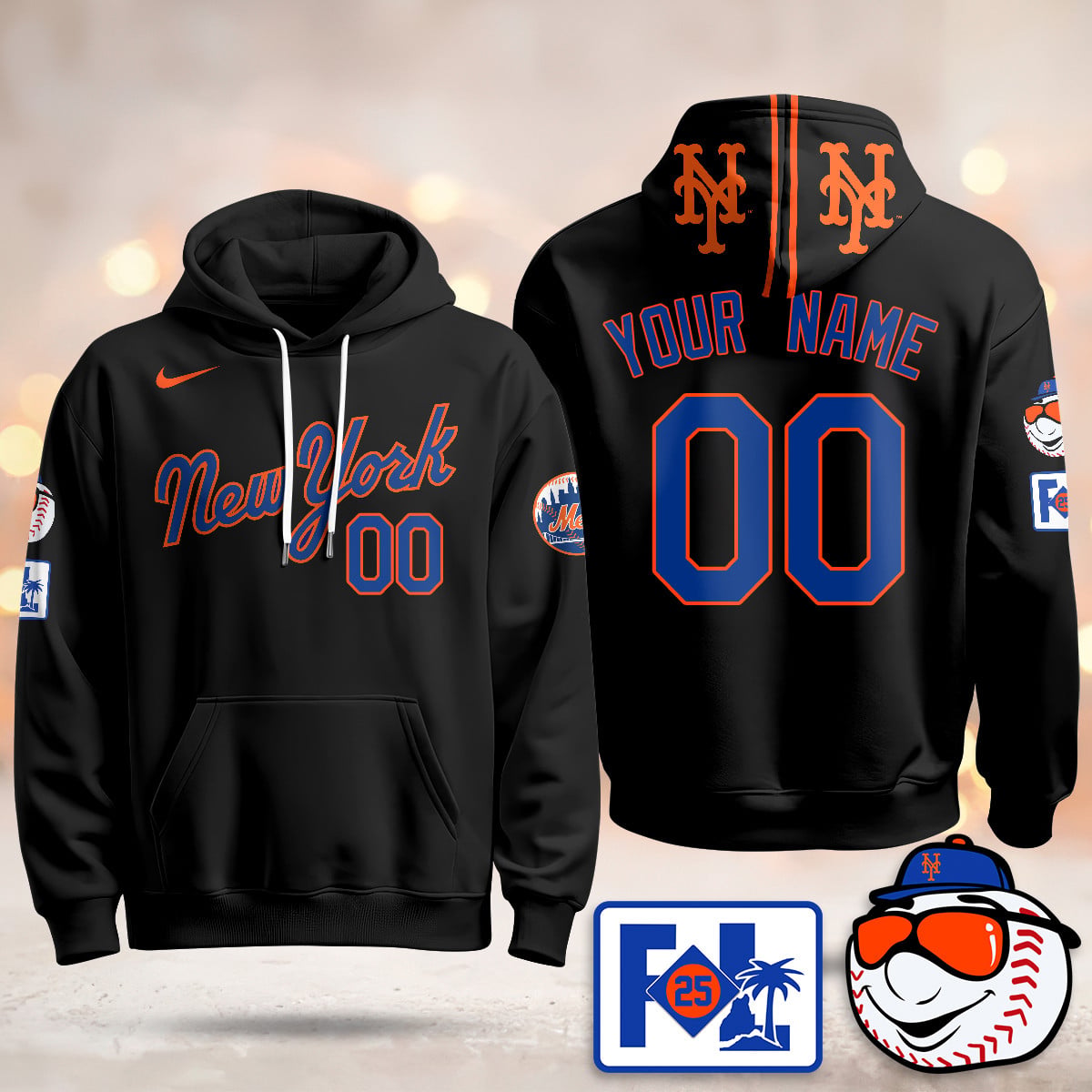 Nike Mets Black Hoodie - Customizable Name & Number