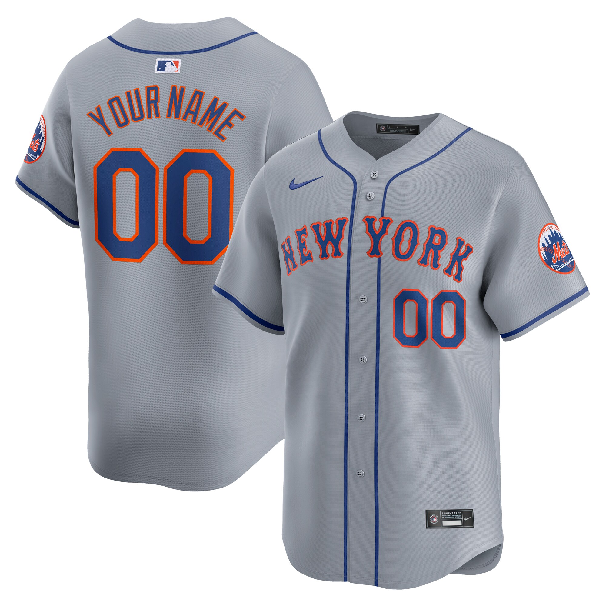 Nike Mets Custom Grey Jersey - Personalized Baseball Style