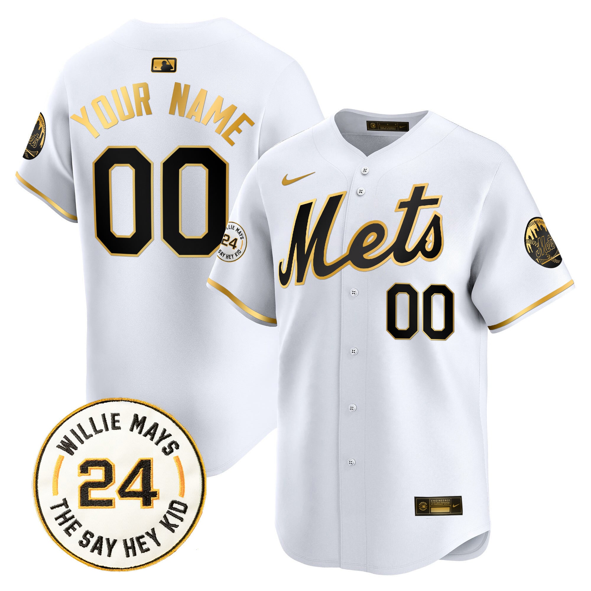 Nike Mets Gold Trim Jersey - Nike Mets White Gold Trim Jersey