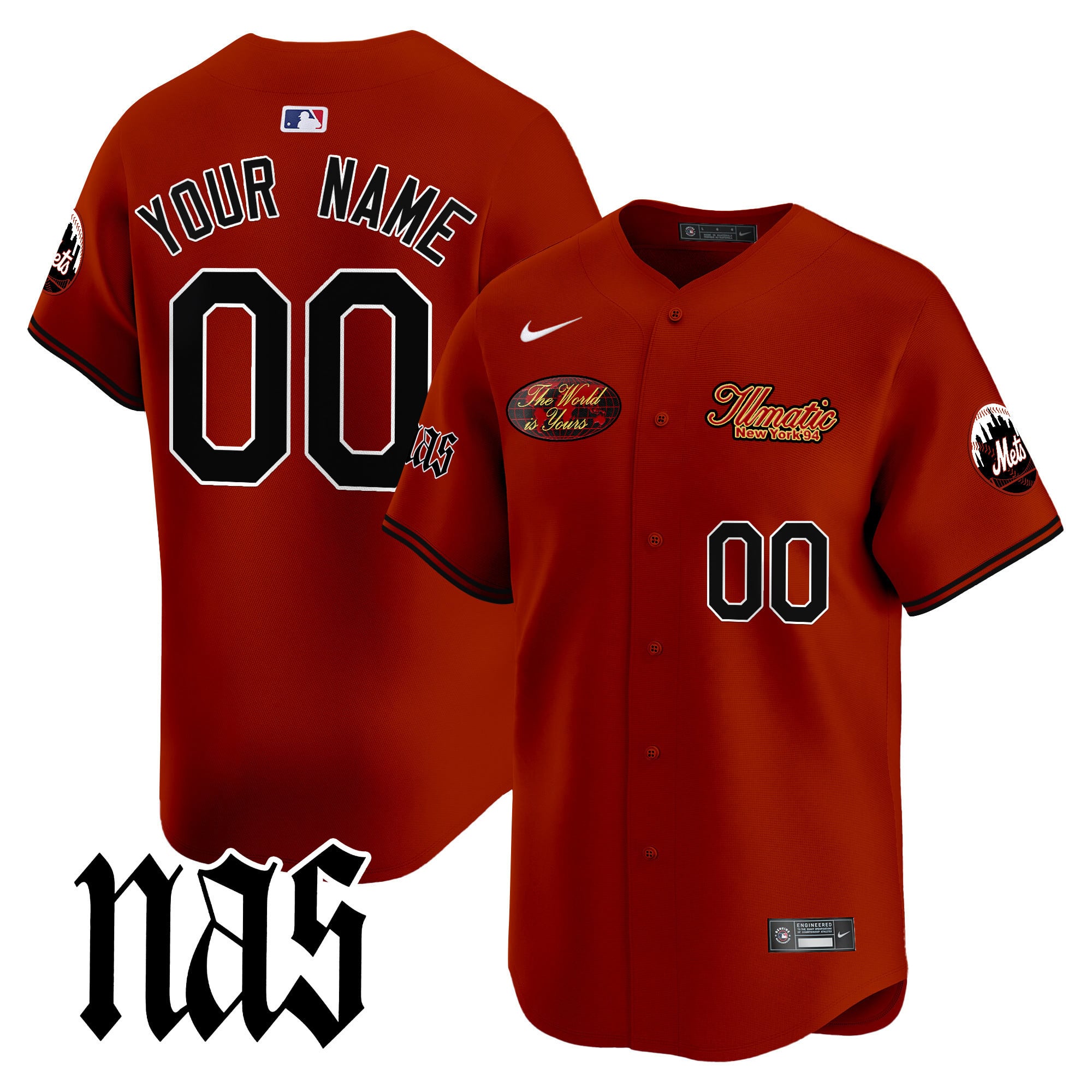 Alternative view of Nike Mets NAS Cream Jersey - Illmatic ’94 Edition