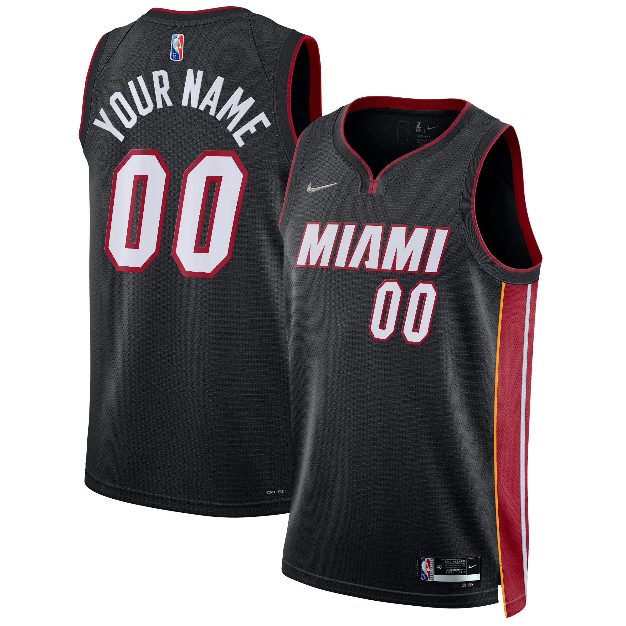 Alternative view of nike Miami Heat Black Custom Jersey - Nike Miami Heat Black Icon