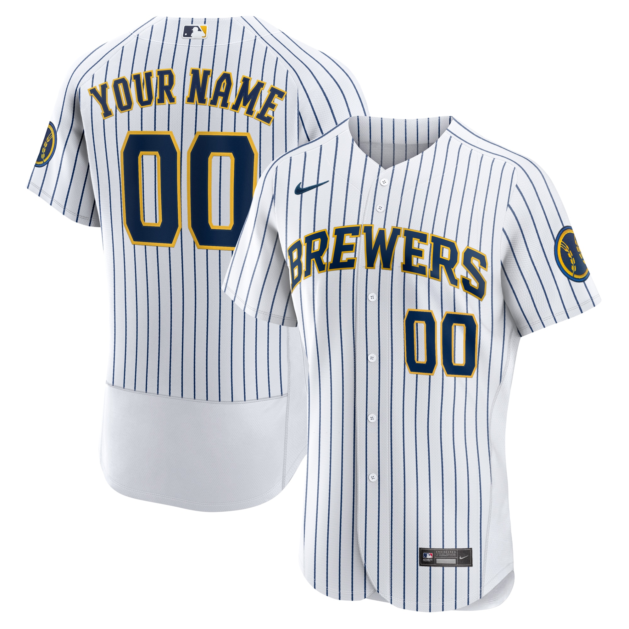 nike mlb Brewers White Pinstripe Jersey - Nike Brewers White Pinstripe