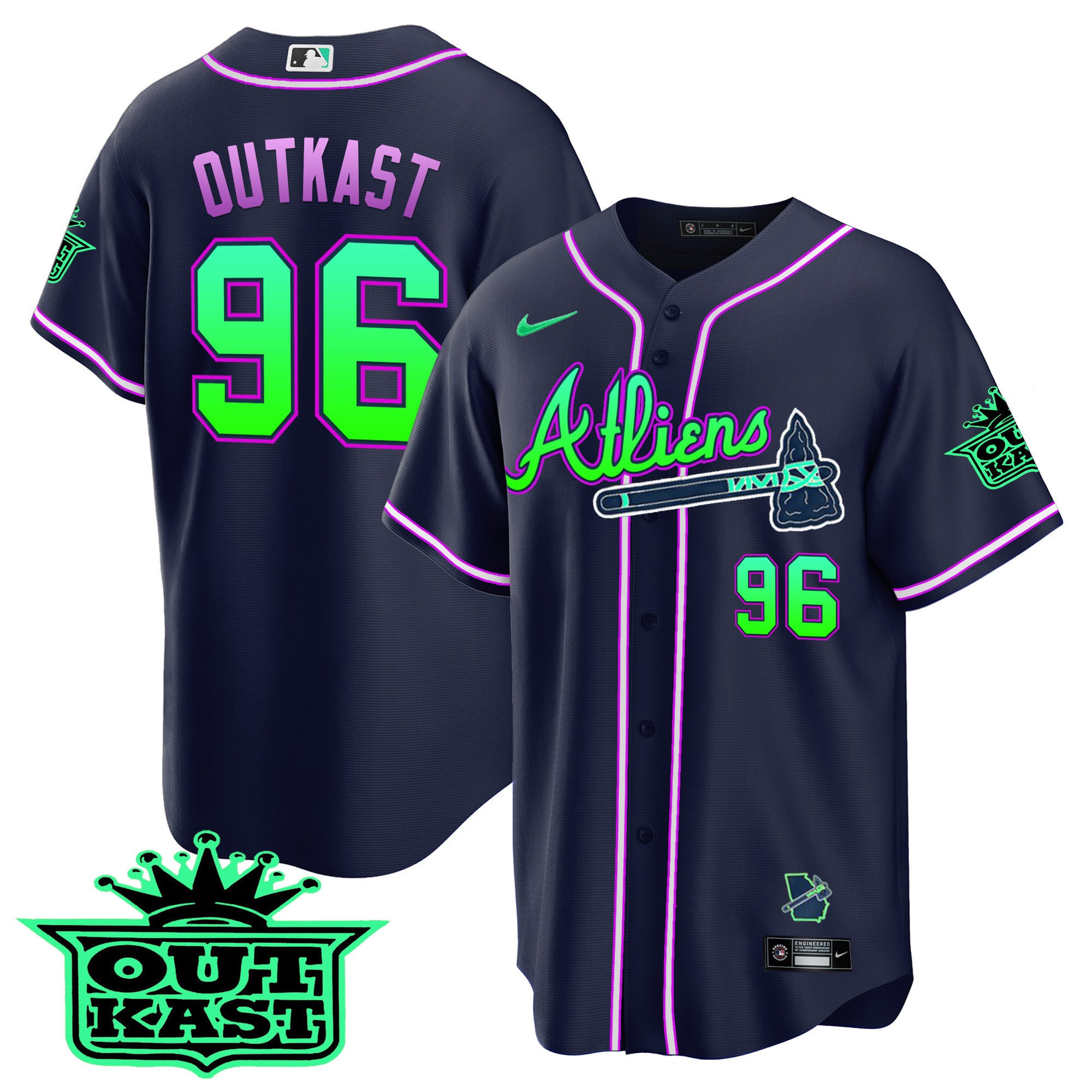 Alternative view of nike navy Acuña Jr. Braves Jersey - Nike Acuña Jr. Braves Jersey