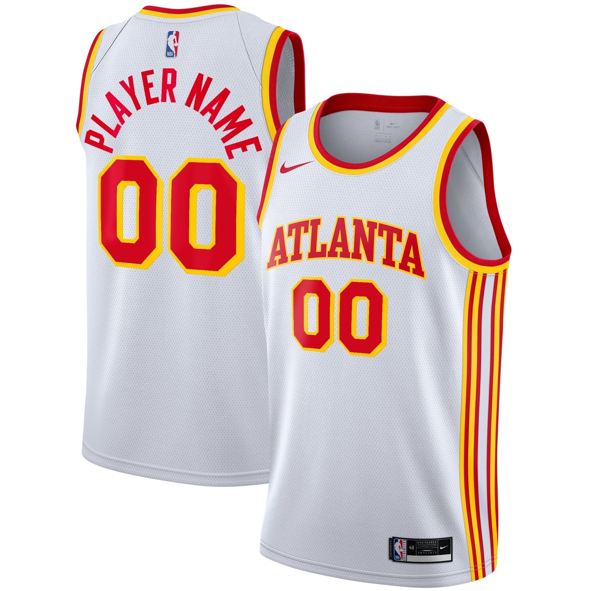 nike nba Hawks White Custom Jersey - Nike Hawks White Jersey - Custom