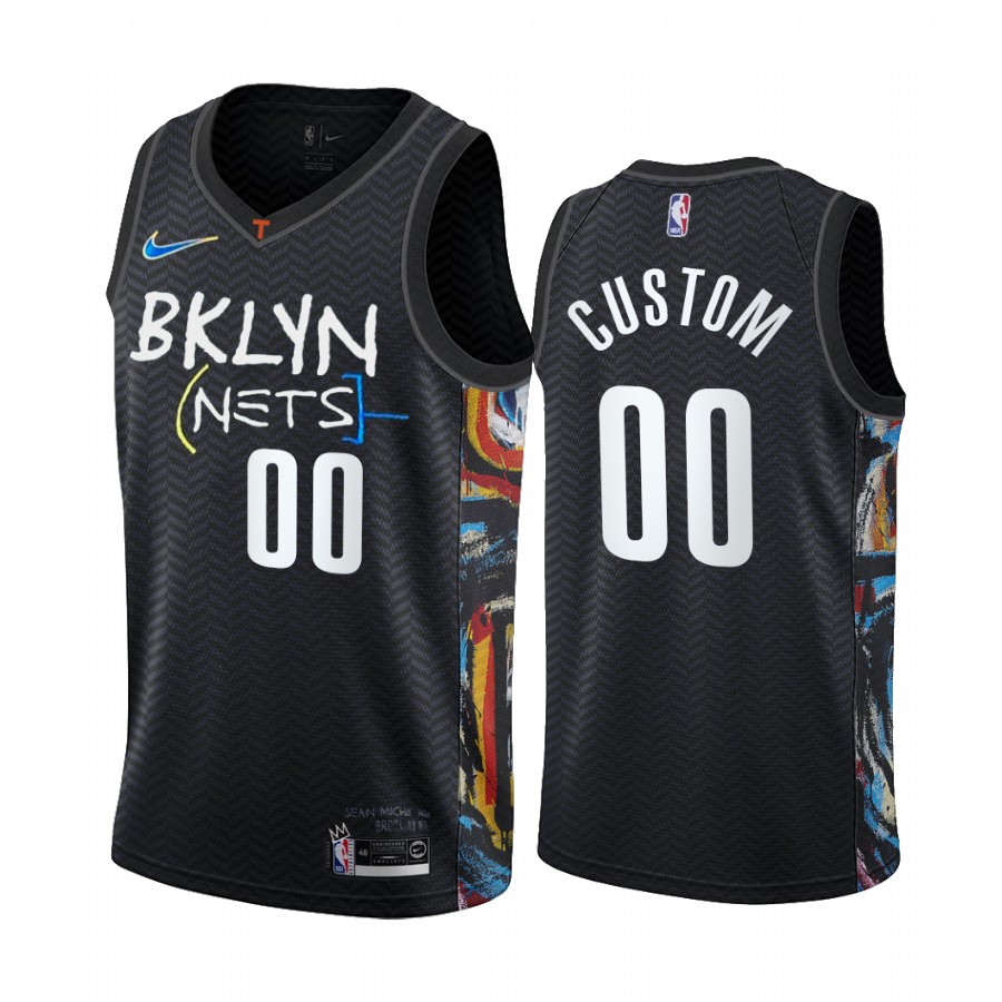 Nike Nets Basquiat Jersey - Nike Nets Black Custom Jersey - Basquiat