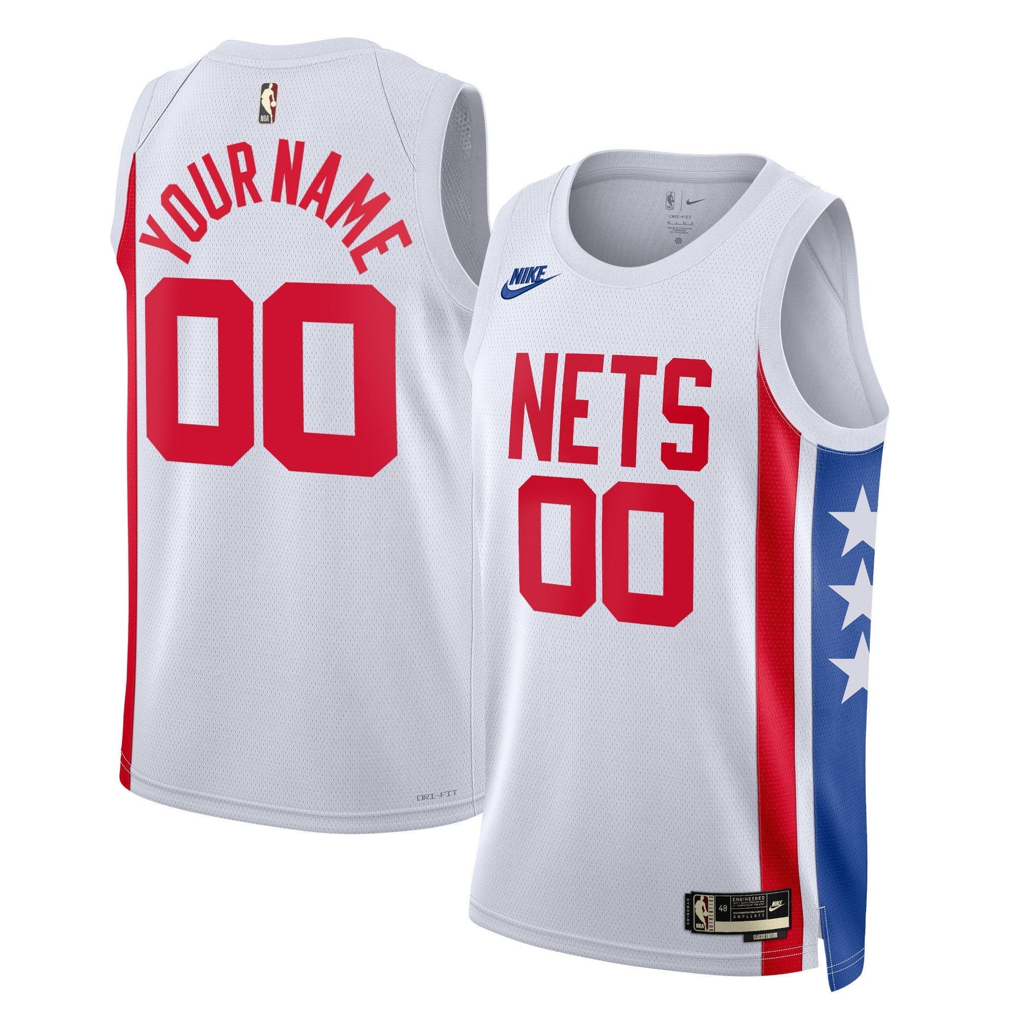 Nike Nets Custom Jersey - White Classic Edition