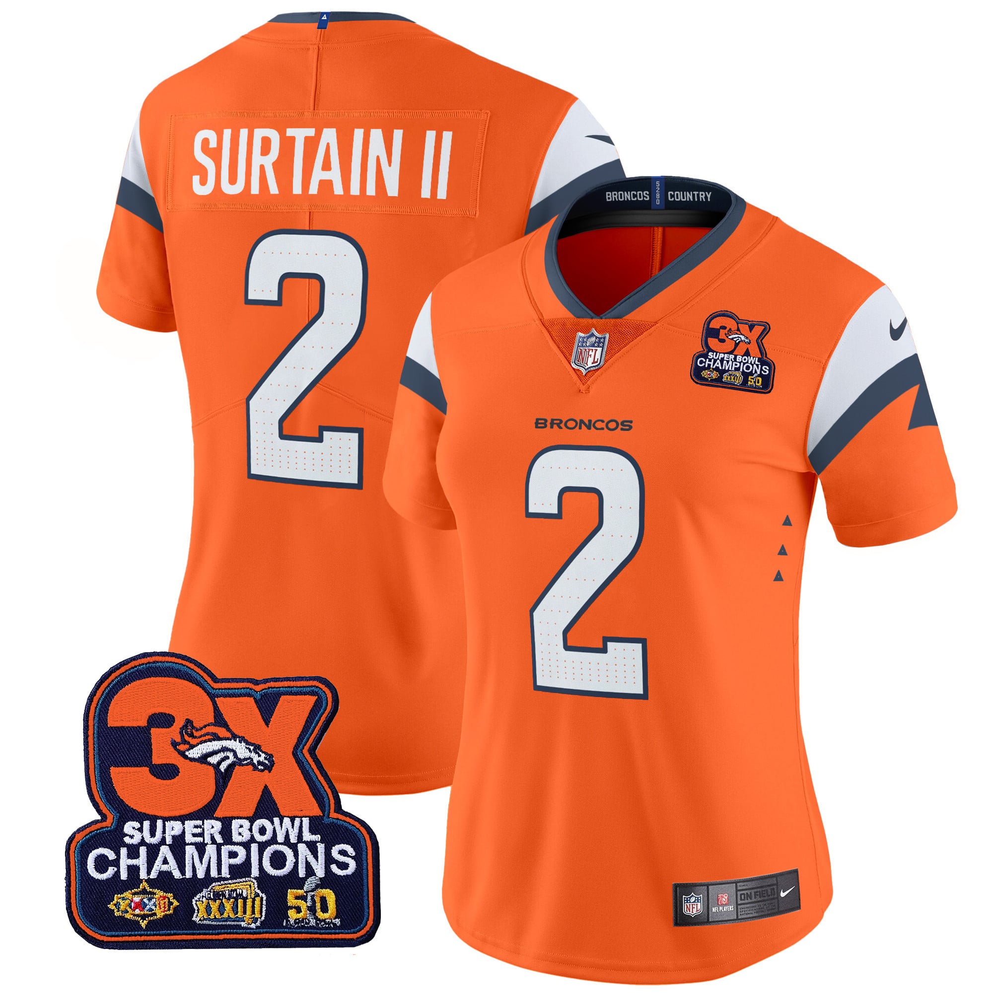 Alternative view of Nike Nix Broncos Jersey - Nike Nix Broncos Orange Jersey - Super Bowl