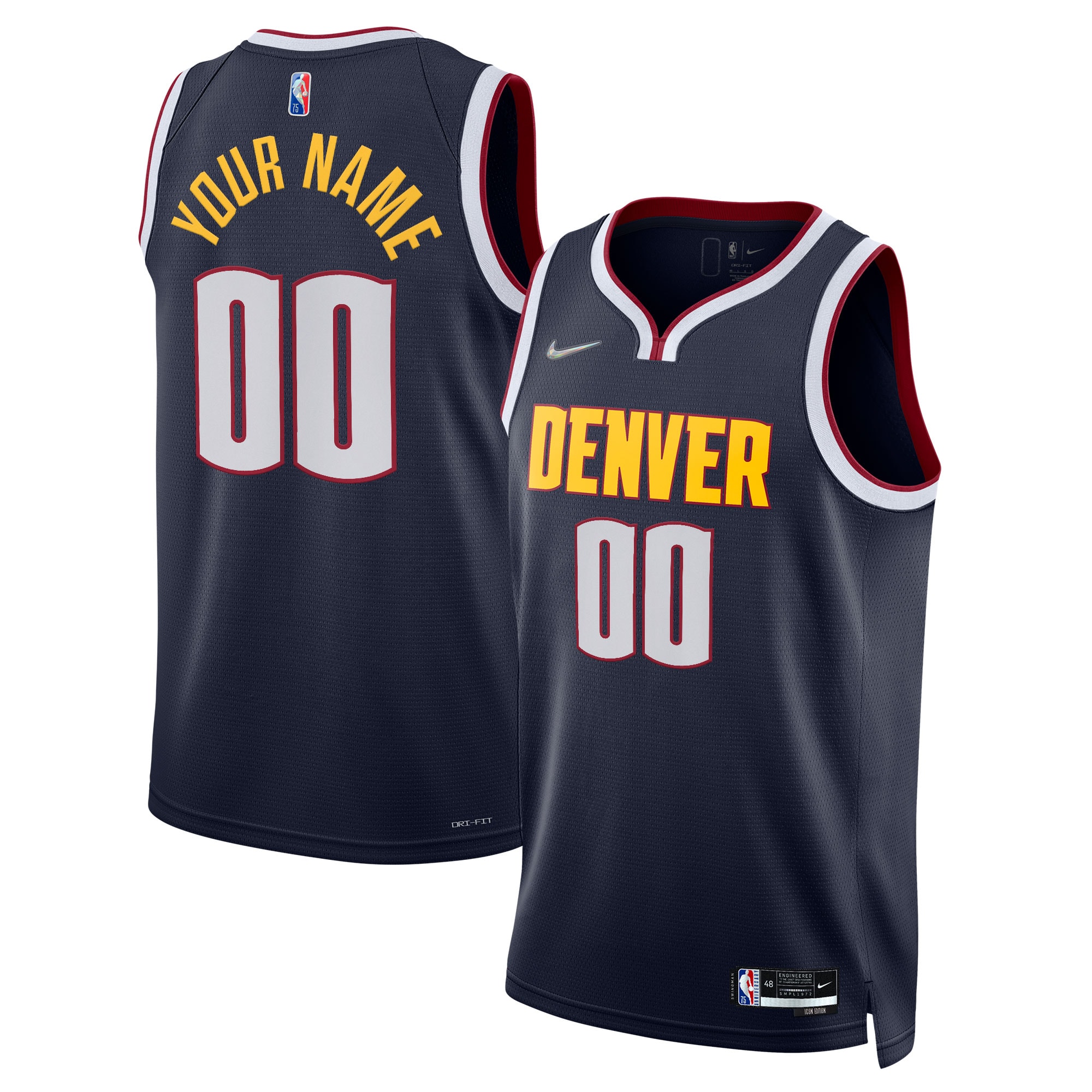 Nike Nuggets Navy Custom Jersey - Icon Edition - Personalize It!