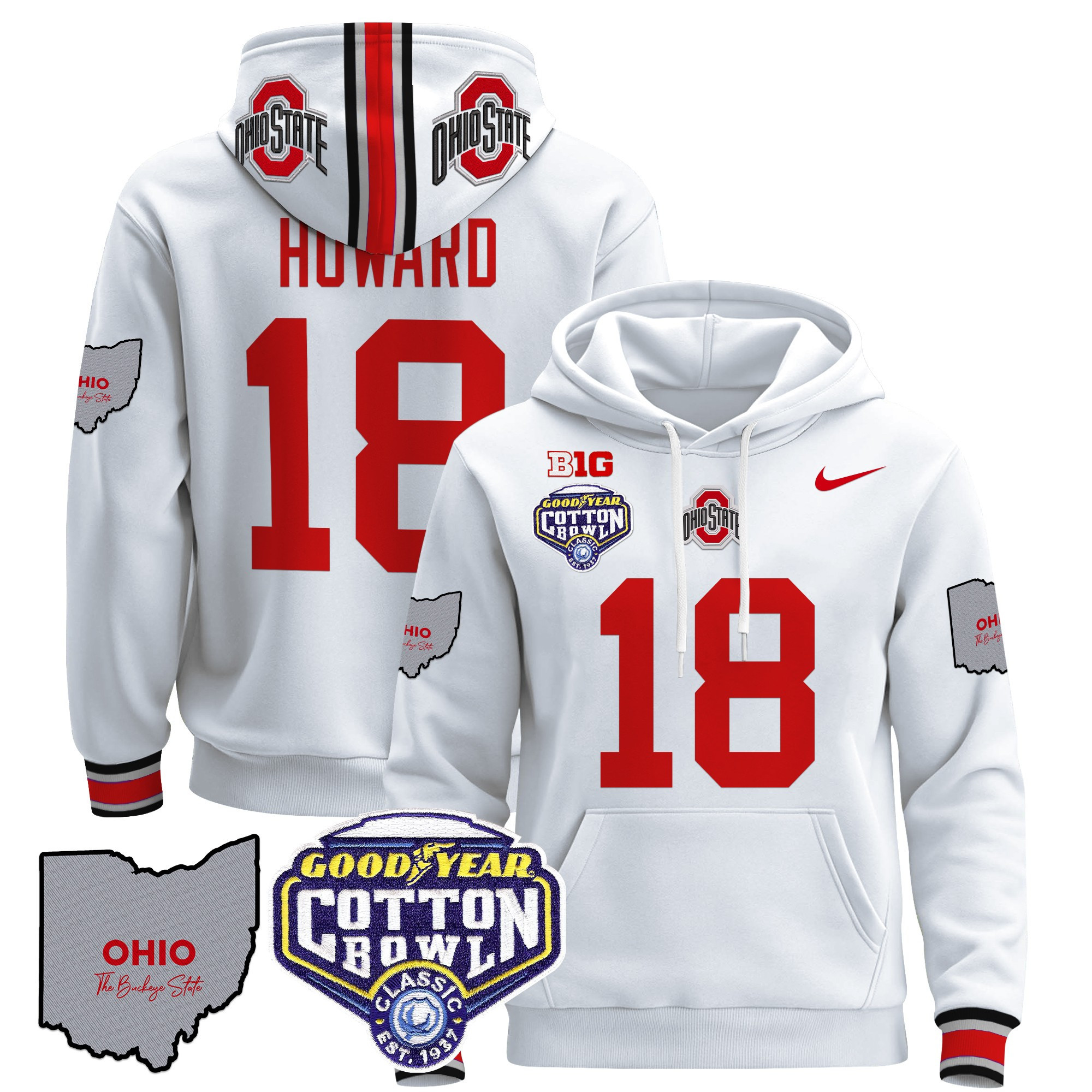 Alternative view of Nike Ohio State #4 Hoodie - Cotton Bowl Classic