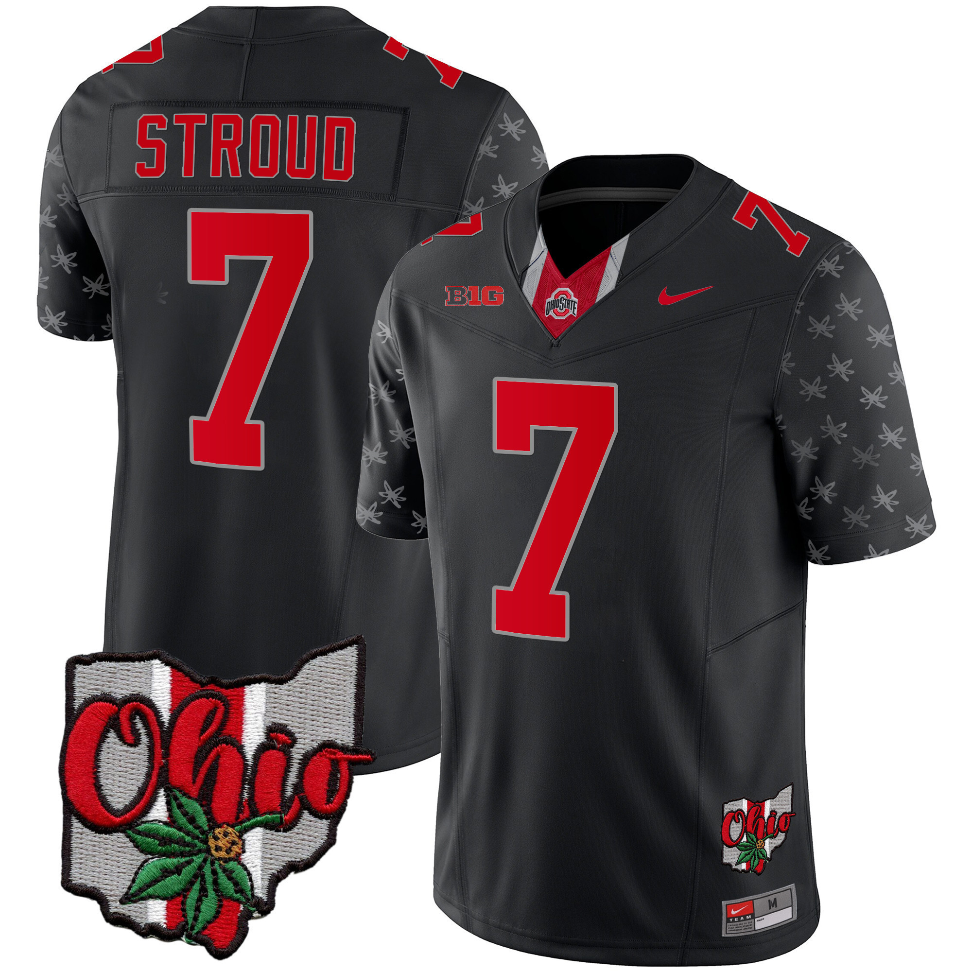 Alternative view of Nike Ohio State Harrison Jr. Jersey - Black Edition