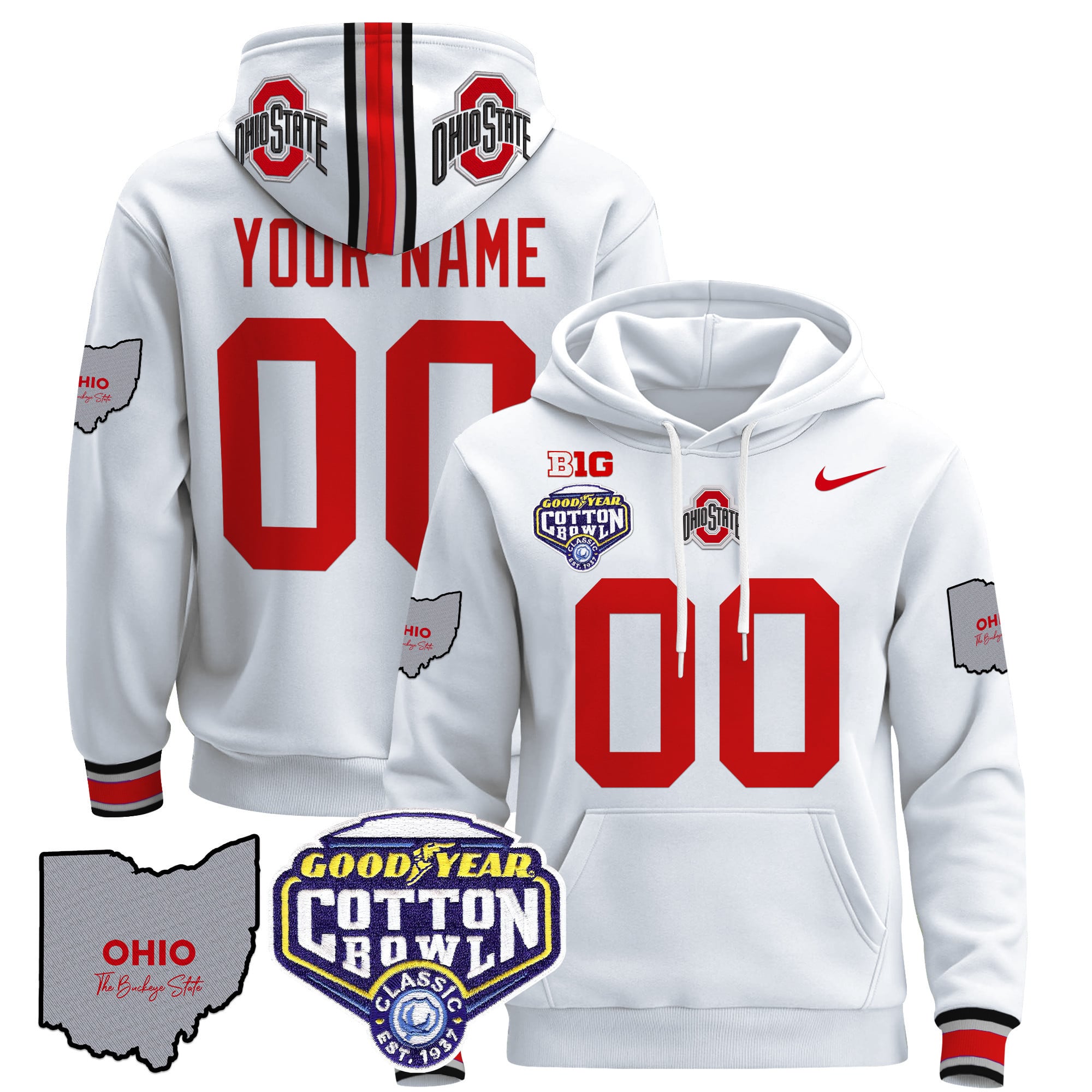 nike Ohio State White Hoodie - Nike Ohio State Buckeyes Personalized