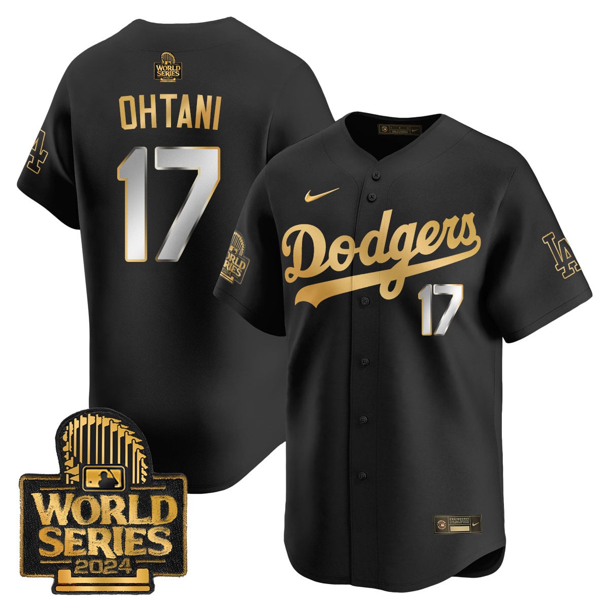Nike Ohtani Dodgers Black Gold Jersey - World Series 2024