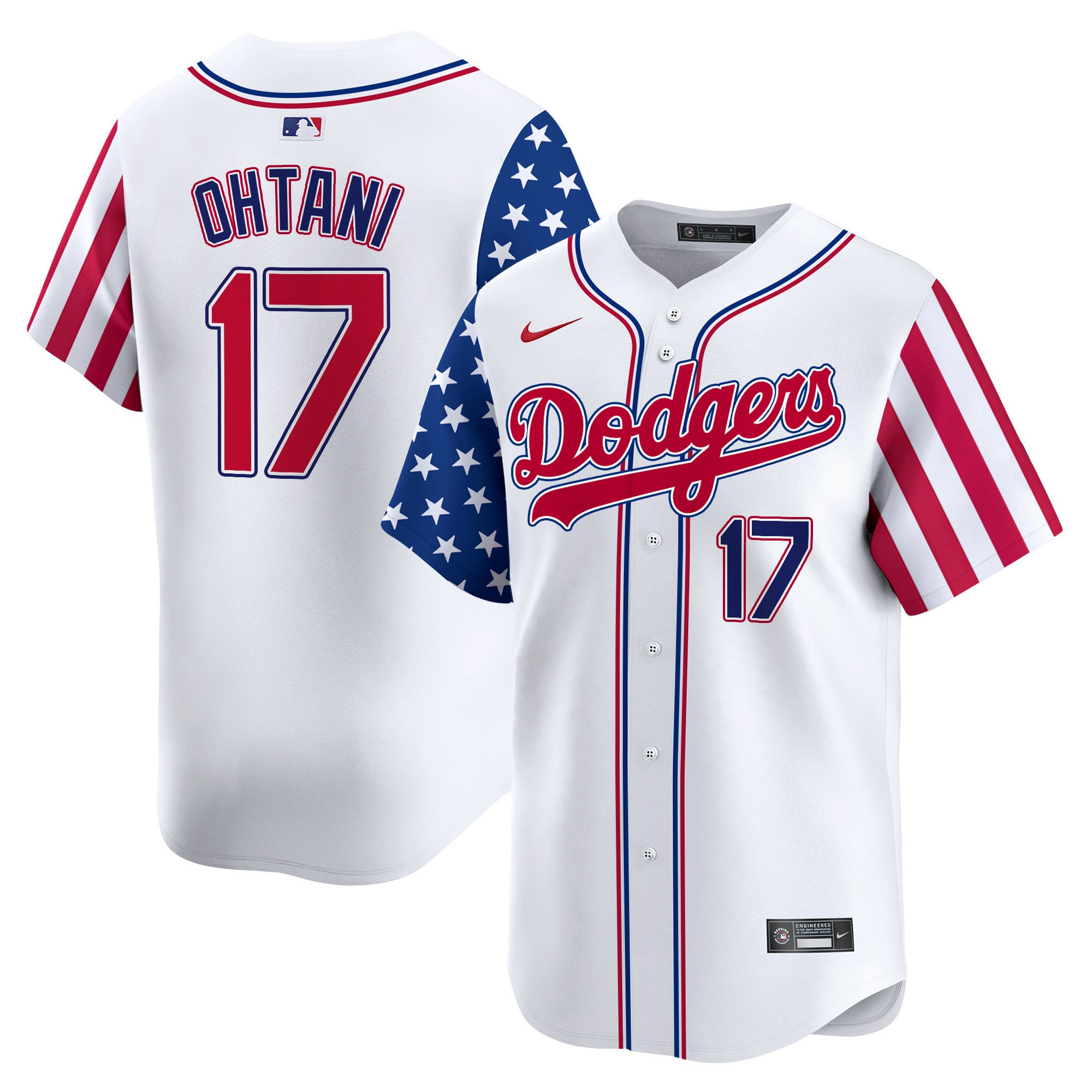 Nike Ohtani Dodgers Jersey - White Stars & Stripes Edition