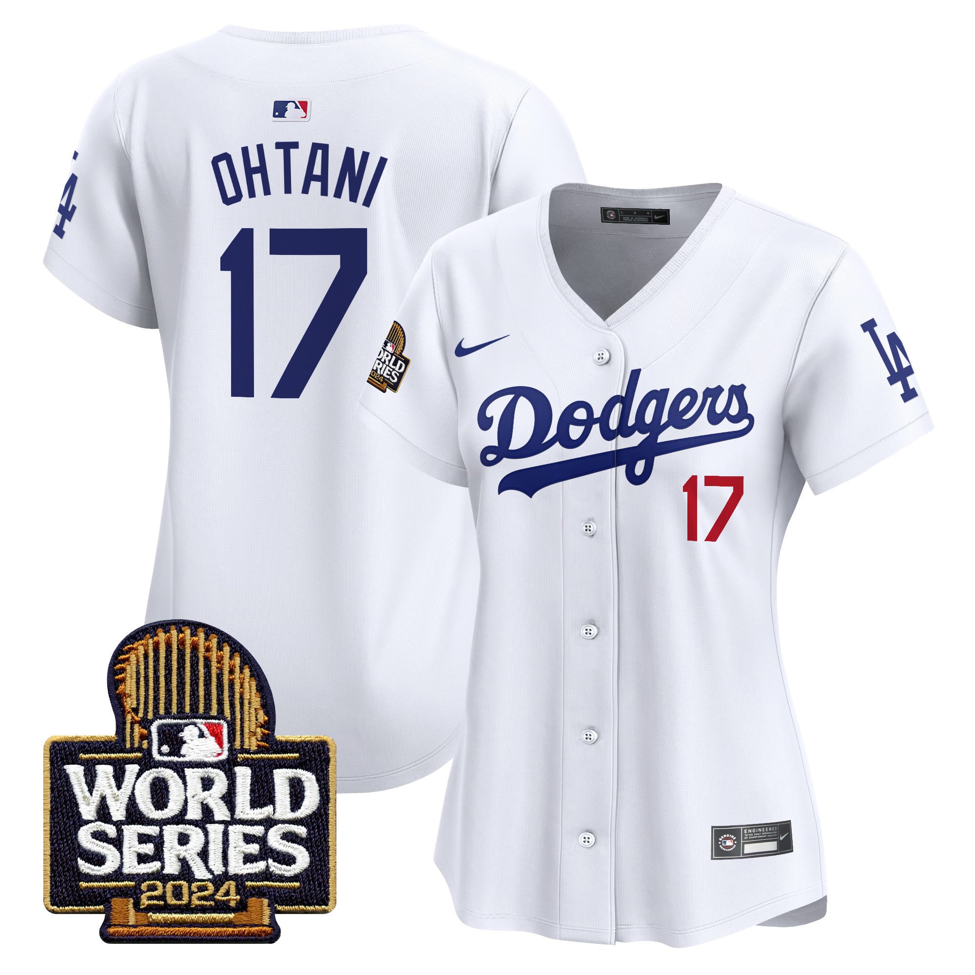 Nike Ohtani Dodgers White Jersey - 2024 World Series Patch
