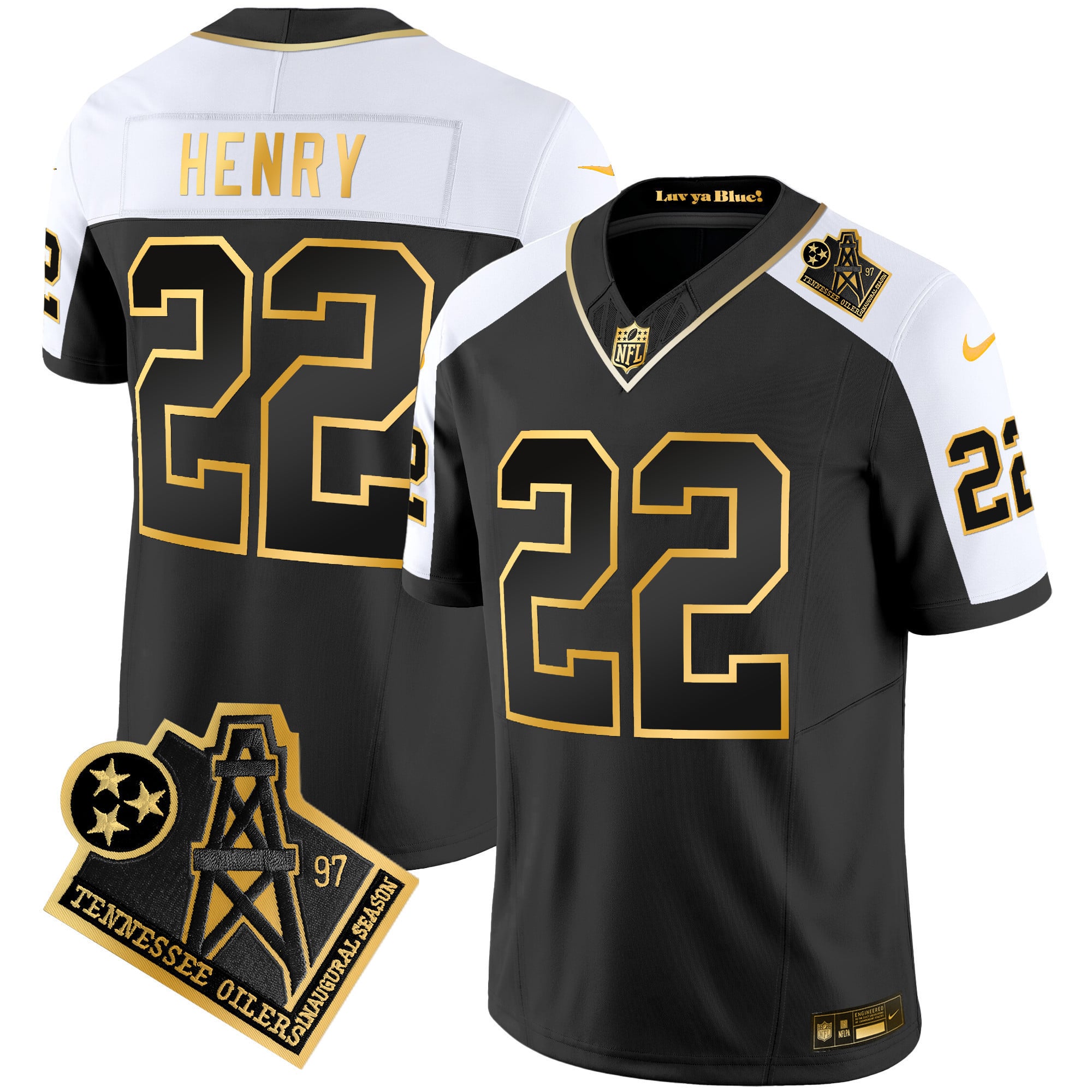 Nike Oilers Henry Jersey - Nike Oilers Henry #22 Jersey - Black & Gold