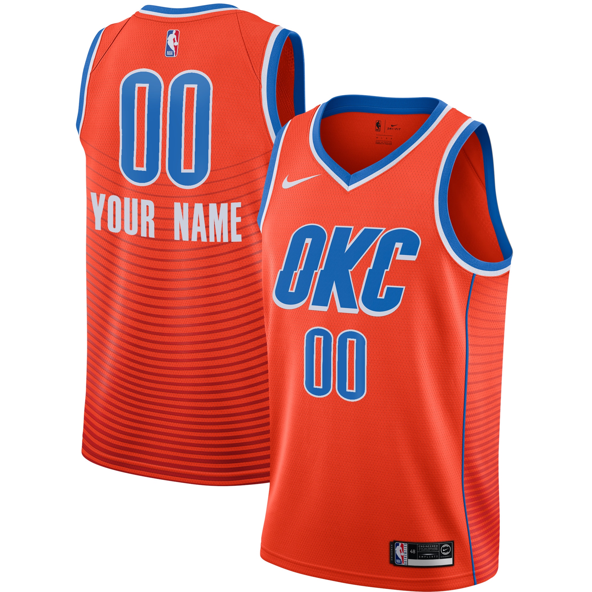 Nike OKC Thunder Orange Jersey - Personalized Swingman Edition