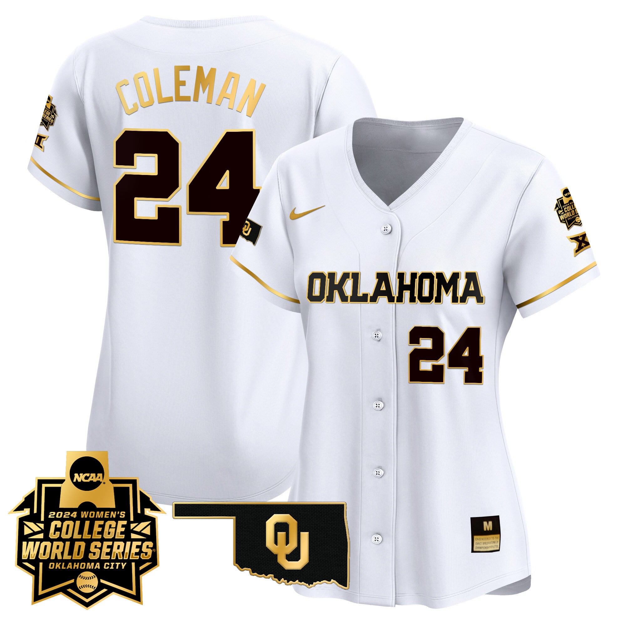 Alternative view of Nike Oklahoma Coleman #24 Jersey - NCAA Women’s Series