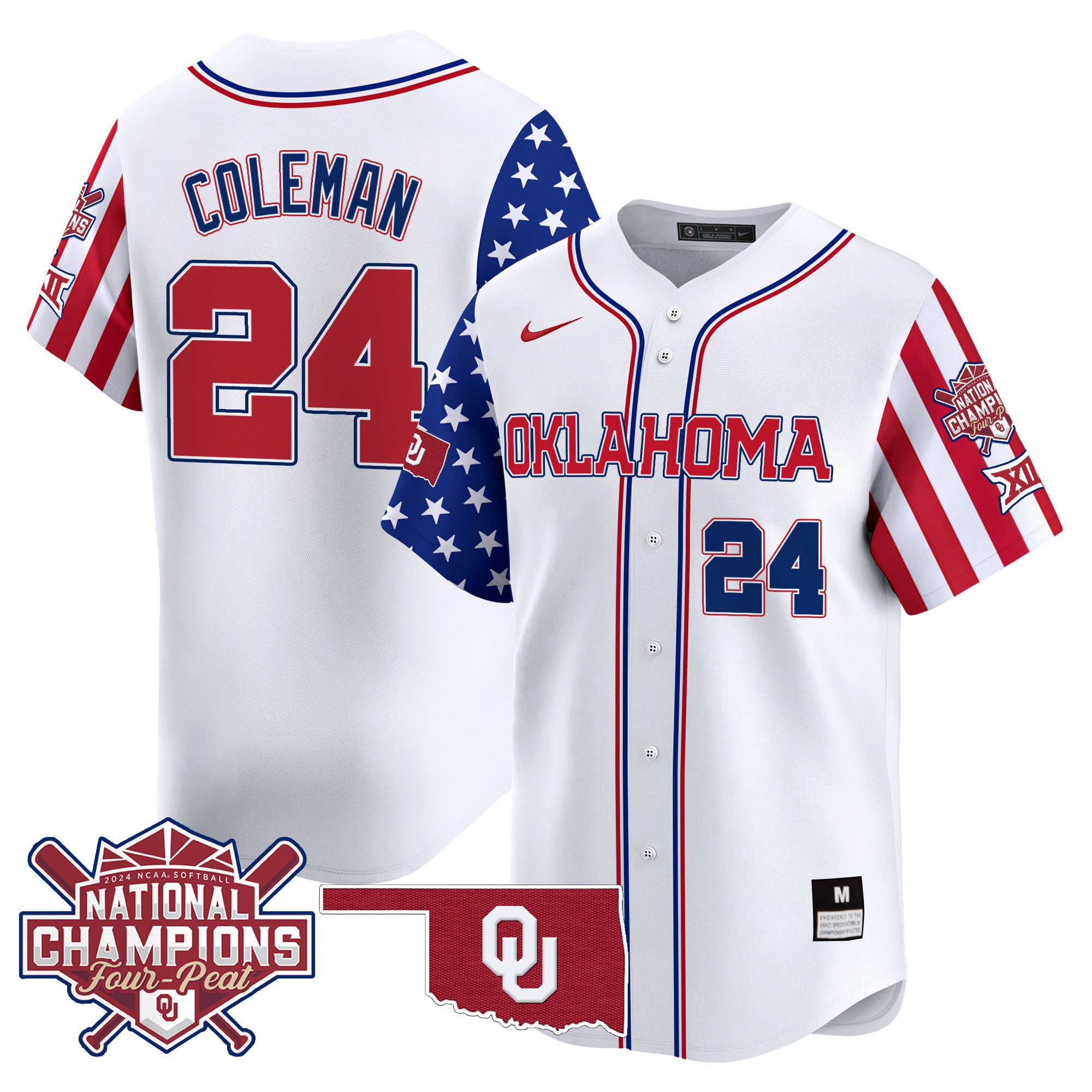 Nike Oklahoma Sooners #24 Jersey - White NCAA Champions