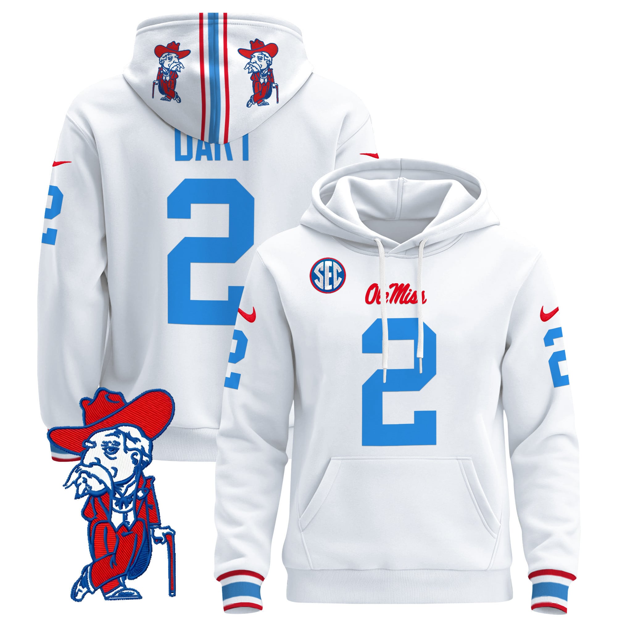 Nike Ole Miss White Hoodie - Nike Ole Miss Rebels #2 White Hoodie