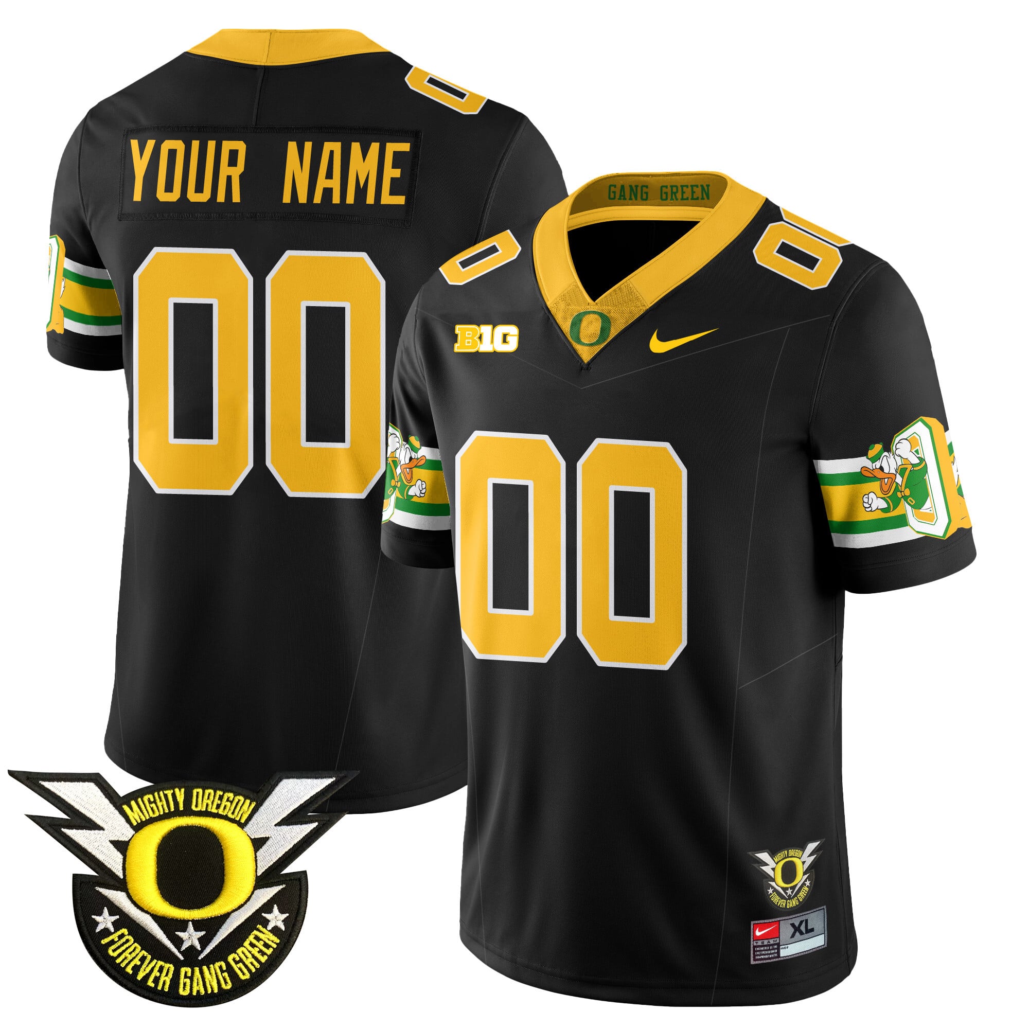 Alternative view of Nike Oregon Ducks #00 Jersey - Yellow & Green