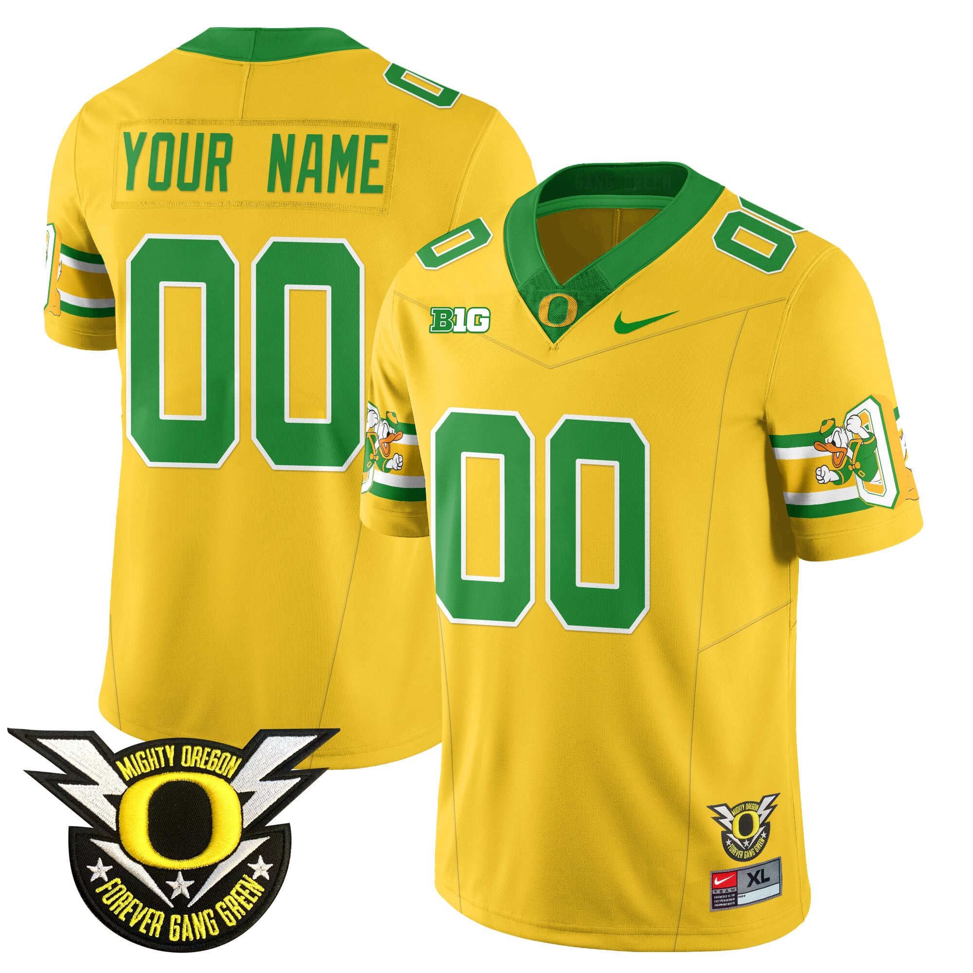 Nike Oregon Ducks #00 Jersey - Yellow & Green
