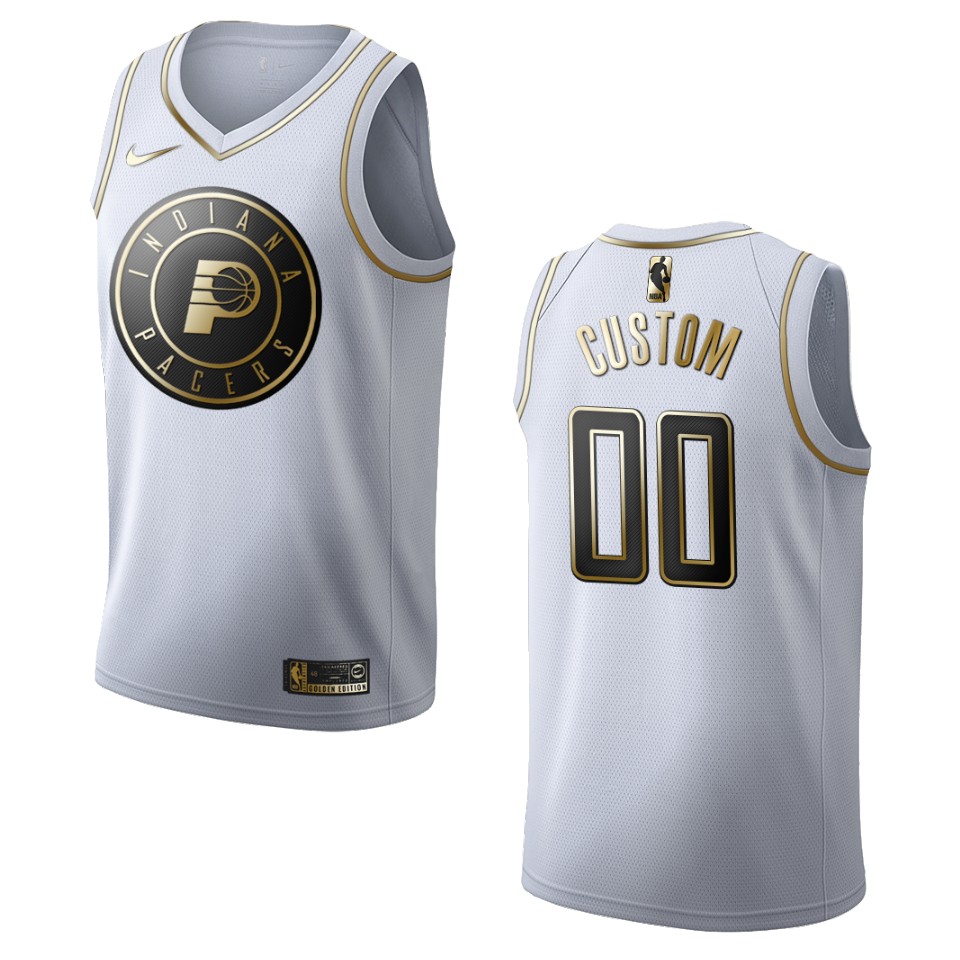 Nike Pacers White Custom Jersey - Golden Edition